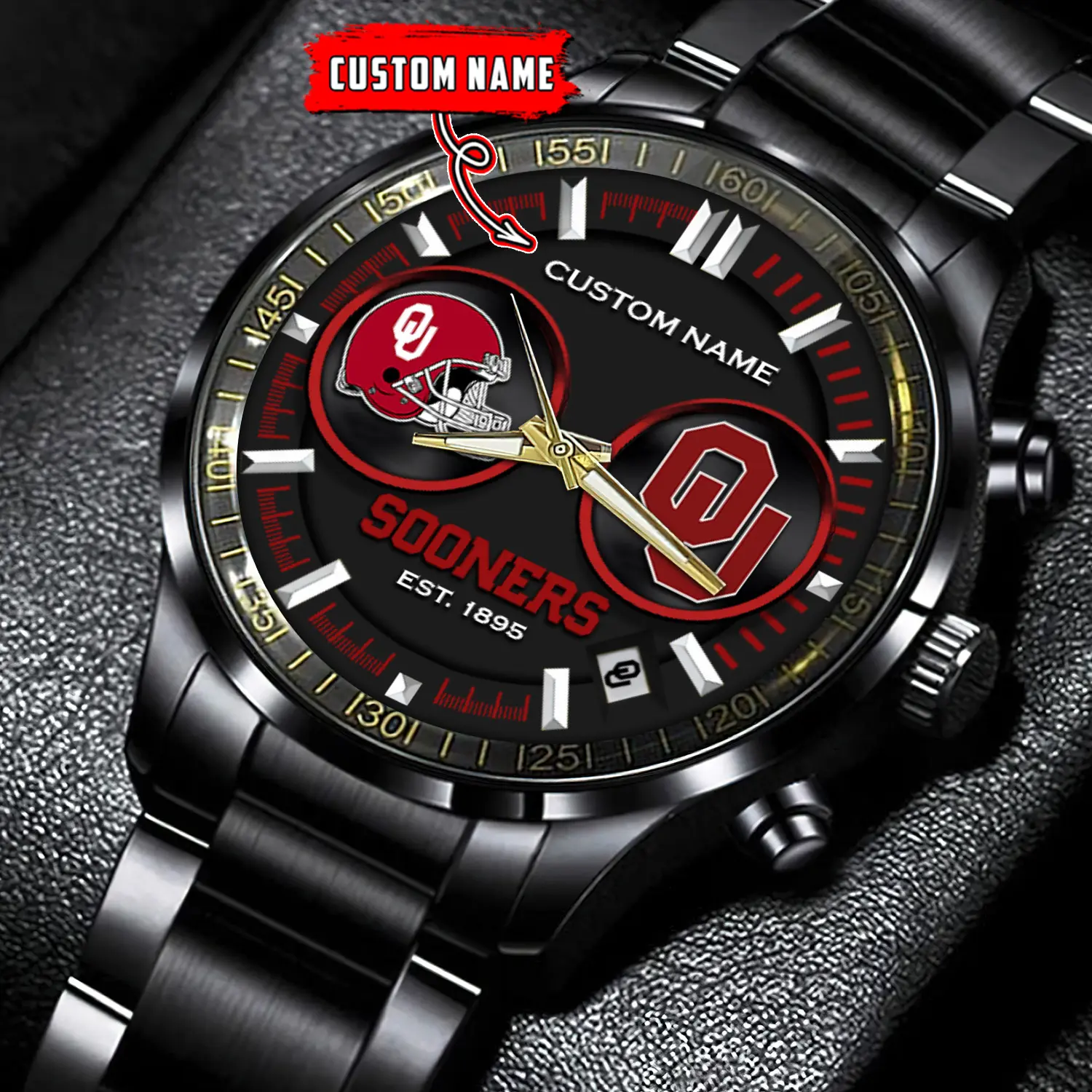 jwfancy oklahoma sooners ncaa personalized black stainless steel watch gift for fans oyurs