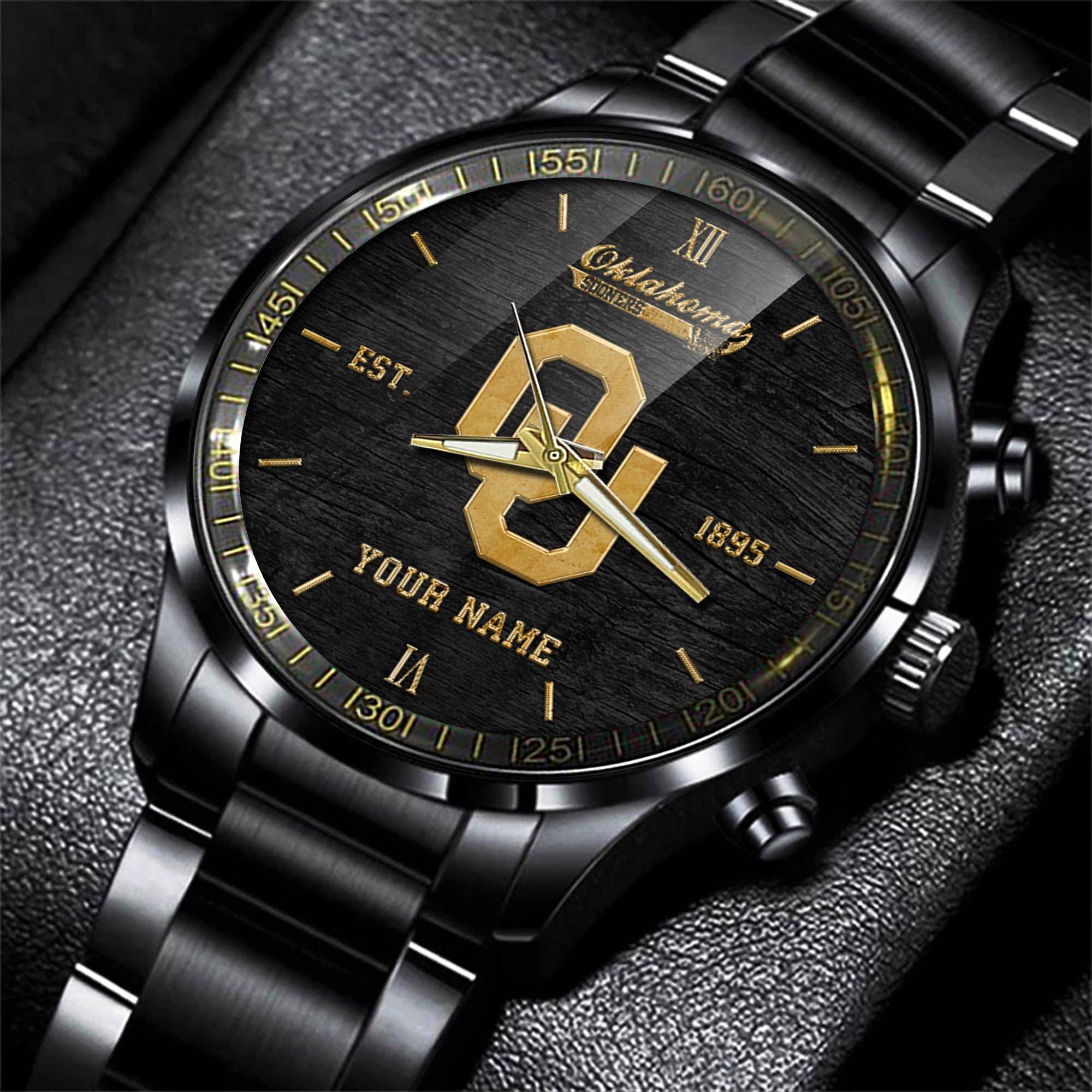 jwfancy oklahoma sooners ncaa personalized black style hand watch gifts for fan ma5mu