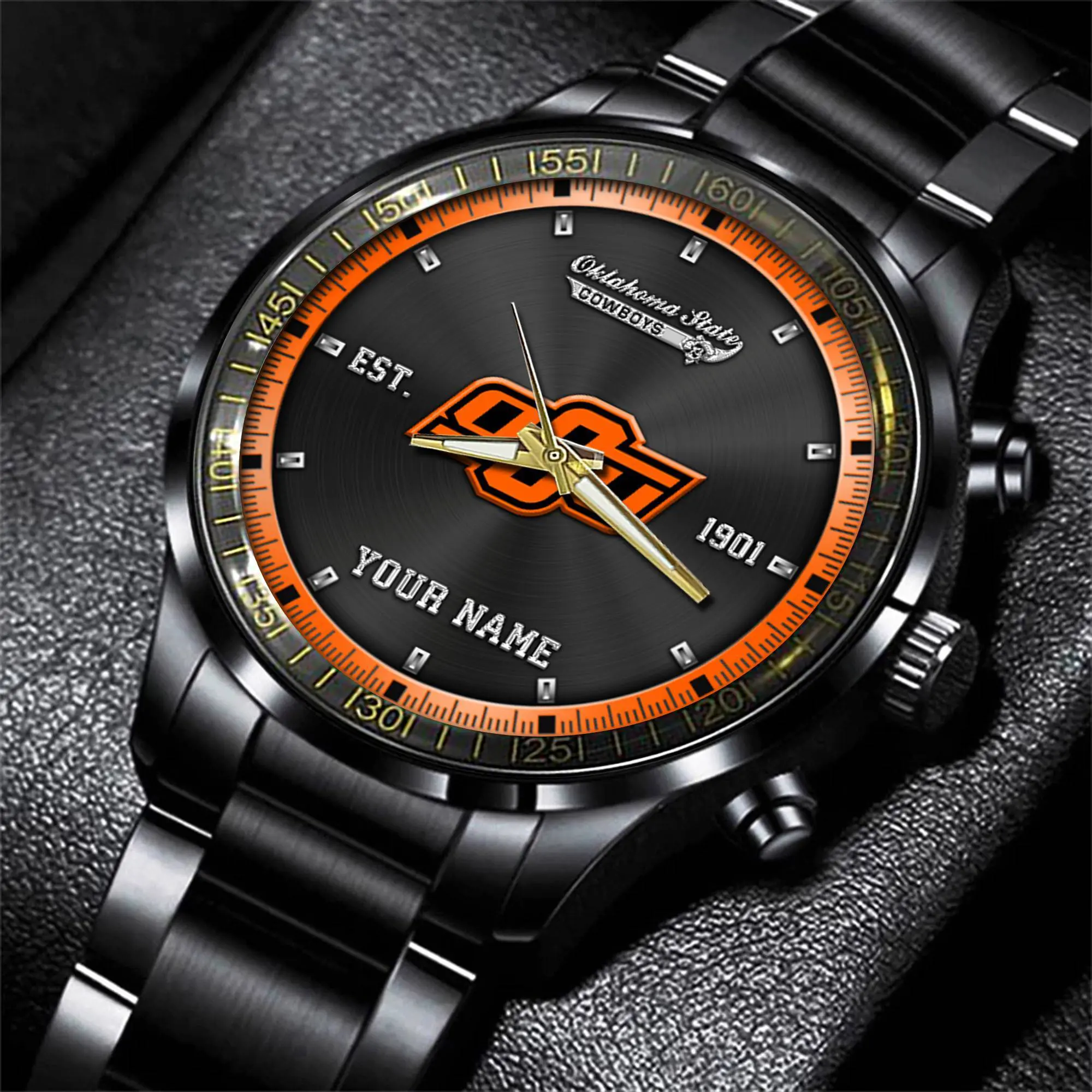 jwfancy oklahoma state cowboys ncaa personalized black style hand watch gifts for fan icump