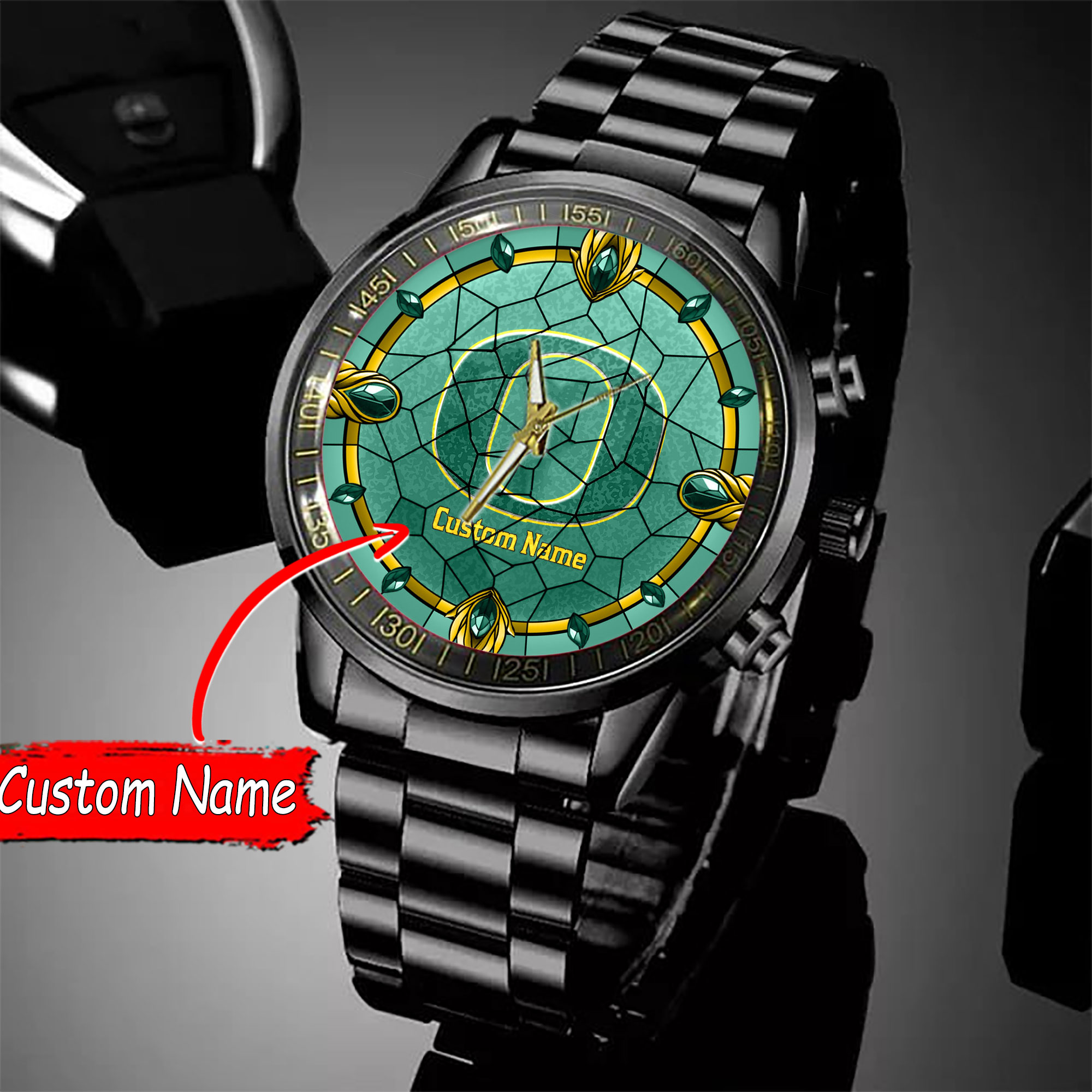 jwfancy oregon ducks ncaa personalized black stainless steel watch gift for fan r6alz