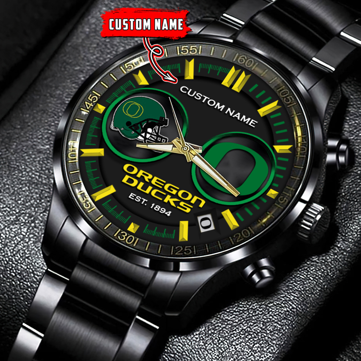 jwfancy oregon ducks ncaa personalized black stainless steel watch gift for fans gdick