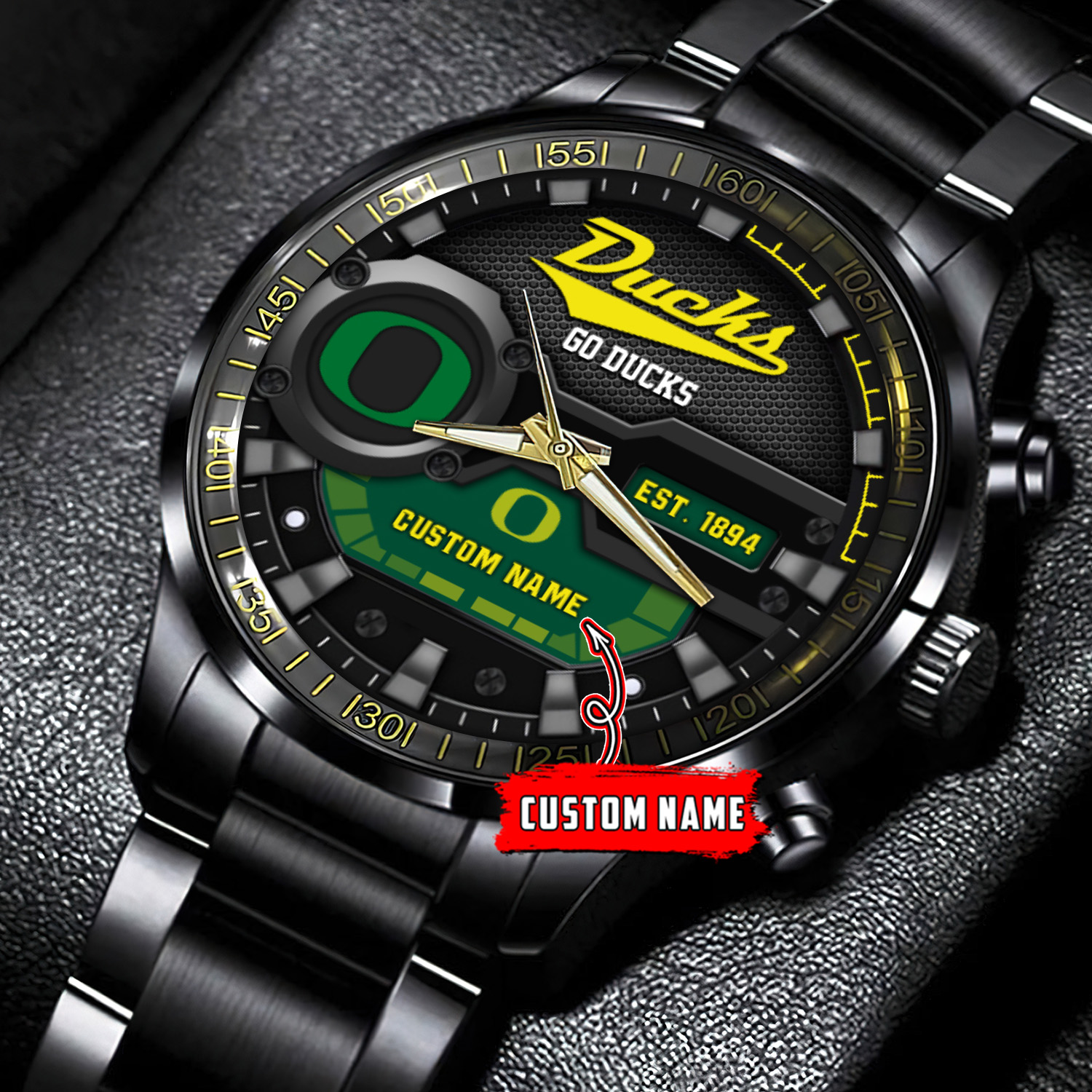 jwfancy oregon ducks ncaa personalized black stainless steel watch gift for fans jnxwo