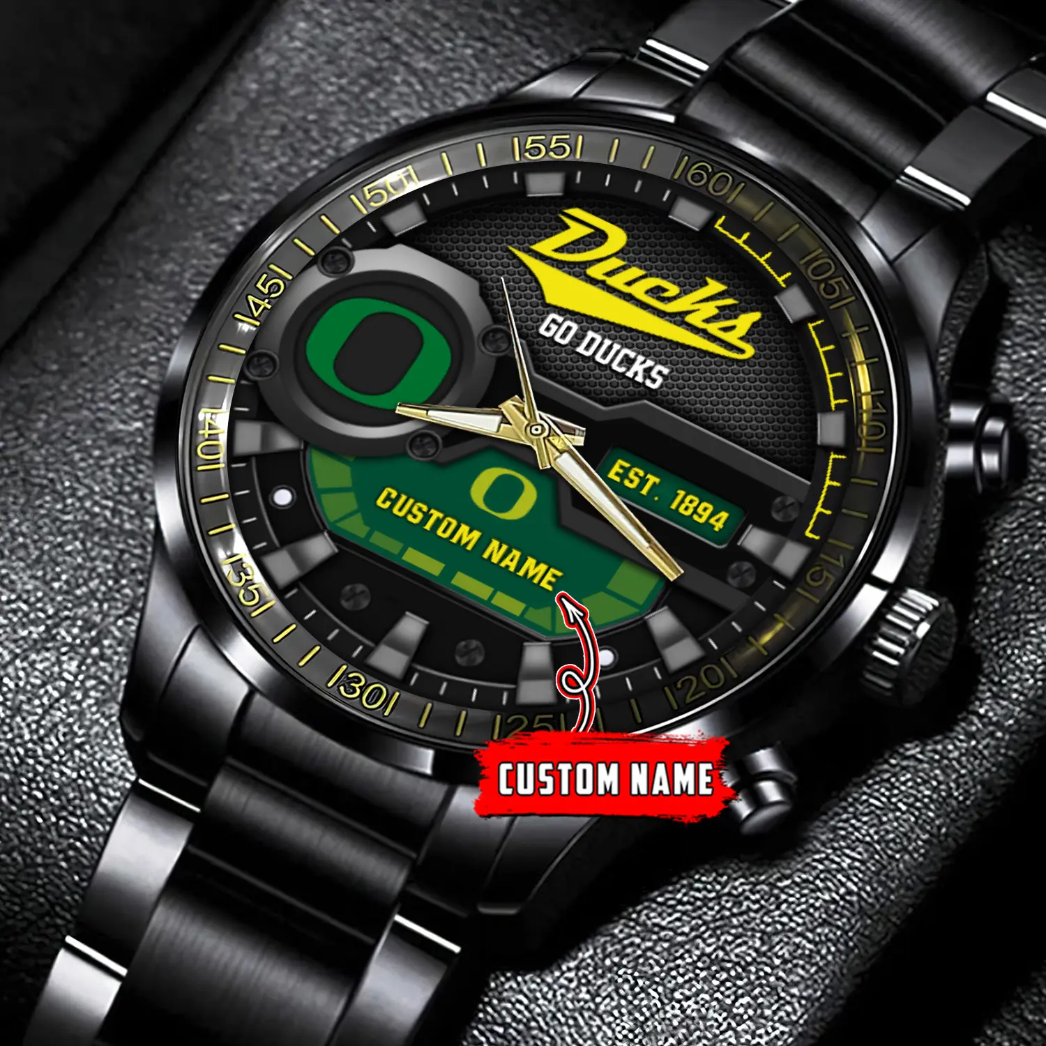 jwfancy oregon ducks ncaa personalized black stainless steel watch gift for fans jnxwo