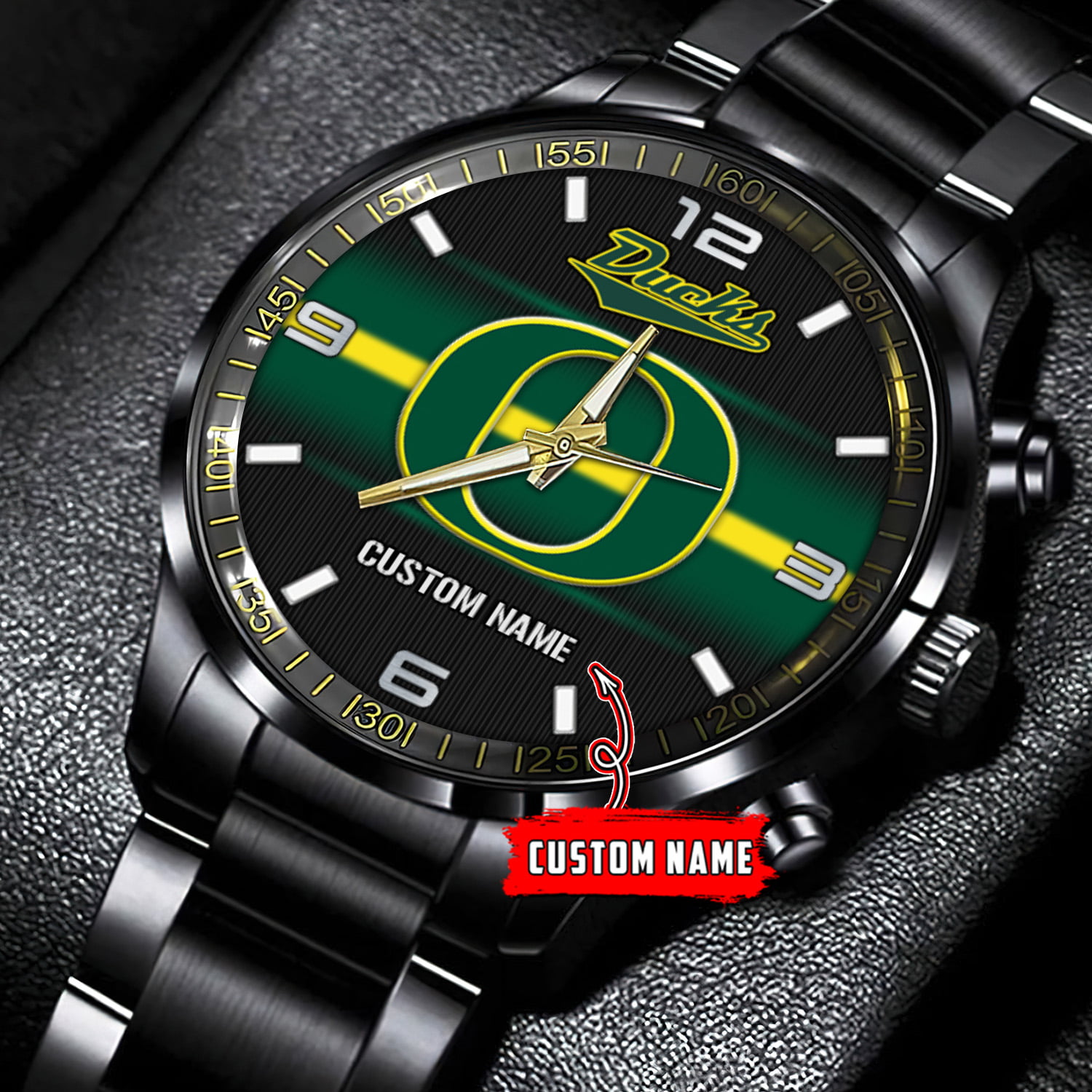 jwfancy oregon ducks ncaa personalized black stainless steel watch gift for fans xexaz