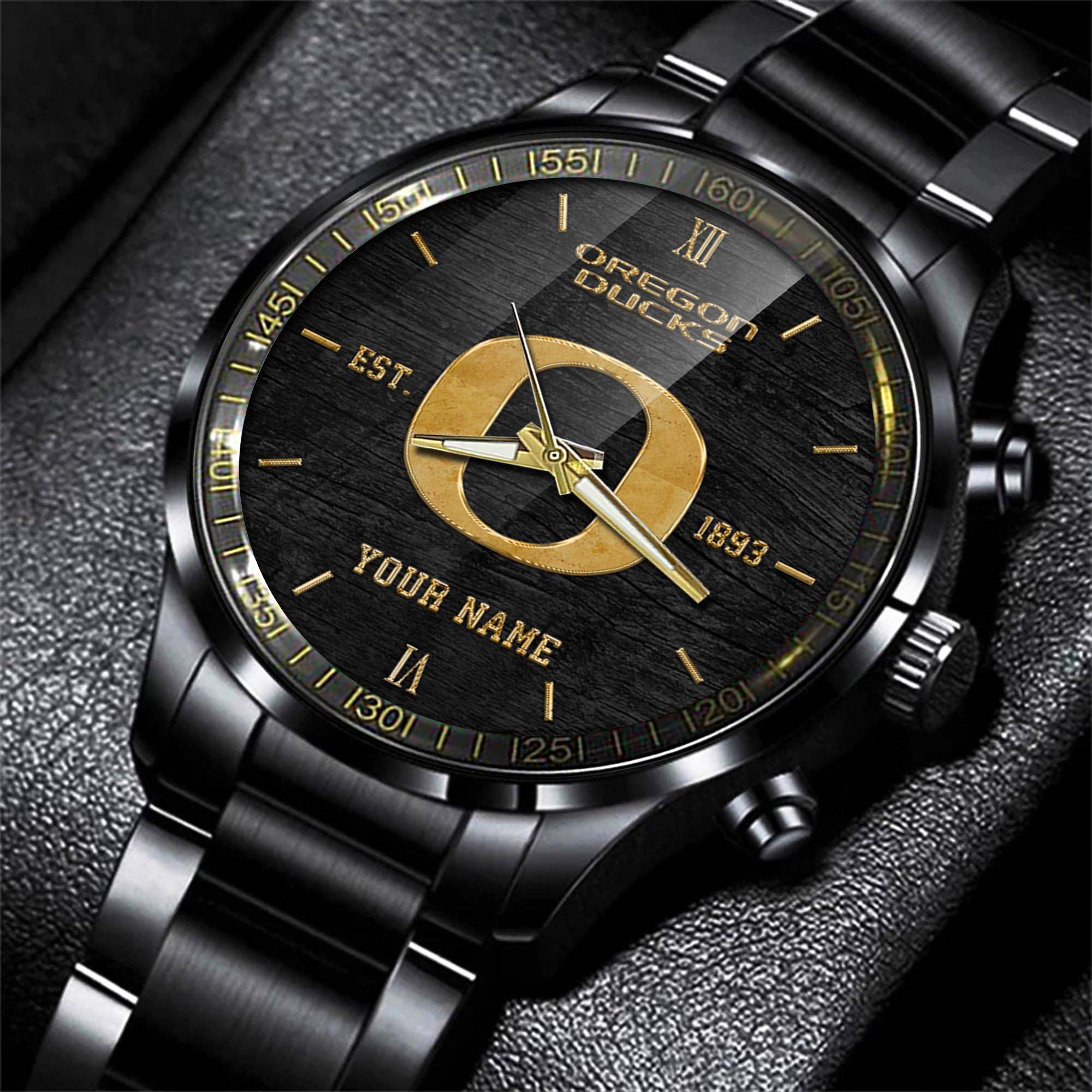 jwfancy oregon ducks ncaa personalized black style hand watch gifts for fan rtv61