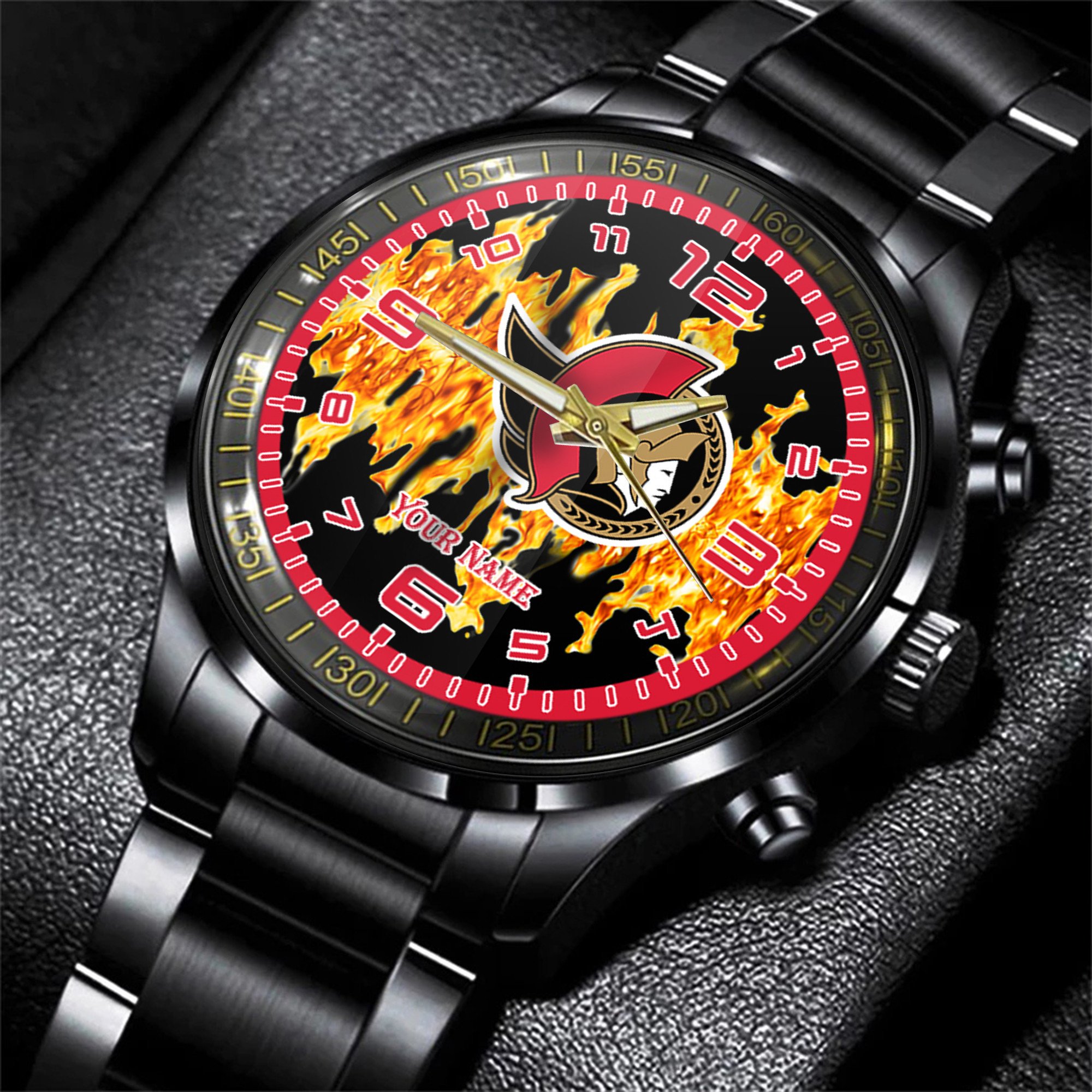 jwfancy ottawa senators nhl men black hand watch personalized gift for fans dhyqd