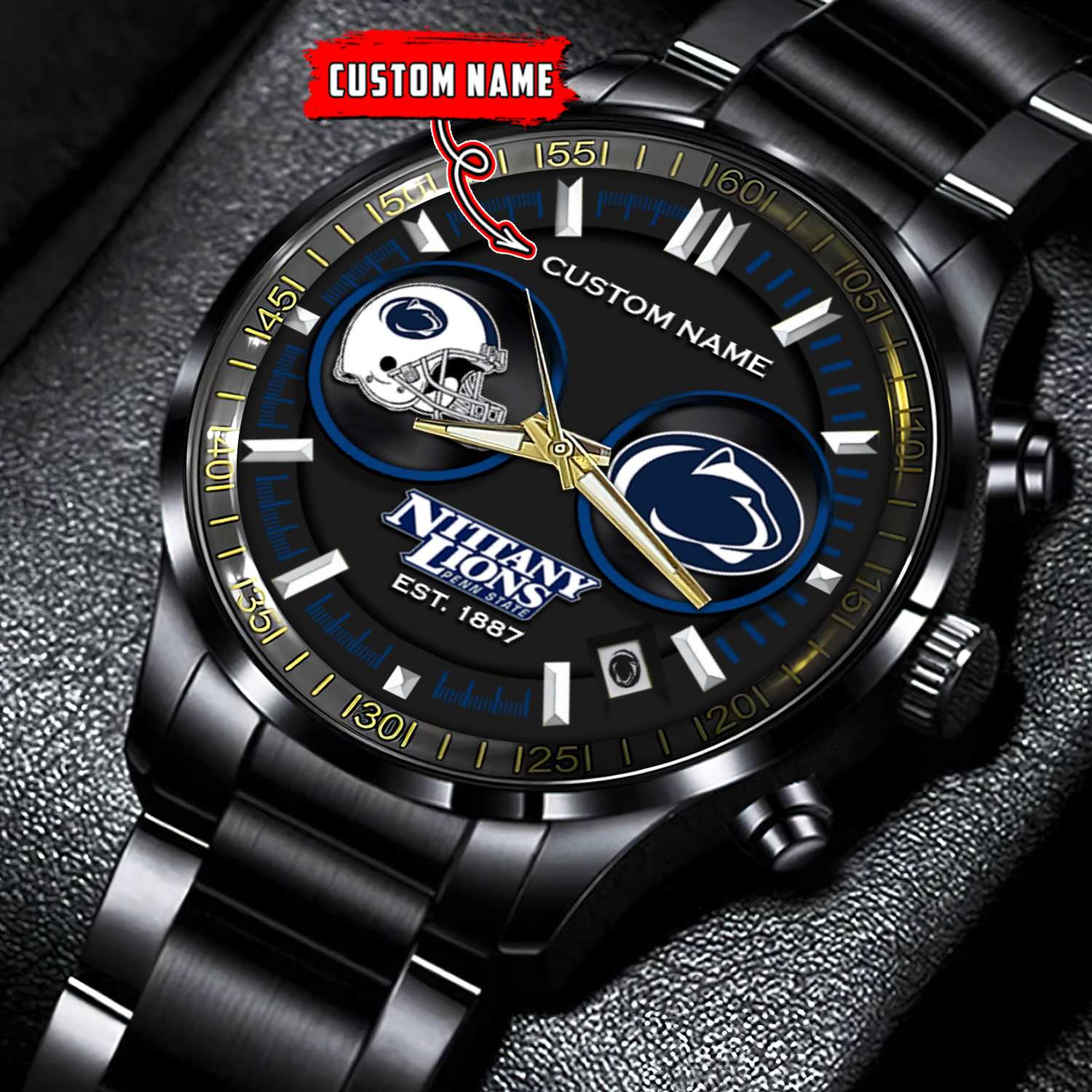 jwfancy penn state nittany lions ncaa personalized black stainless steel watch gift for fans 2ienp