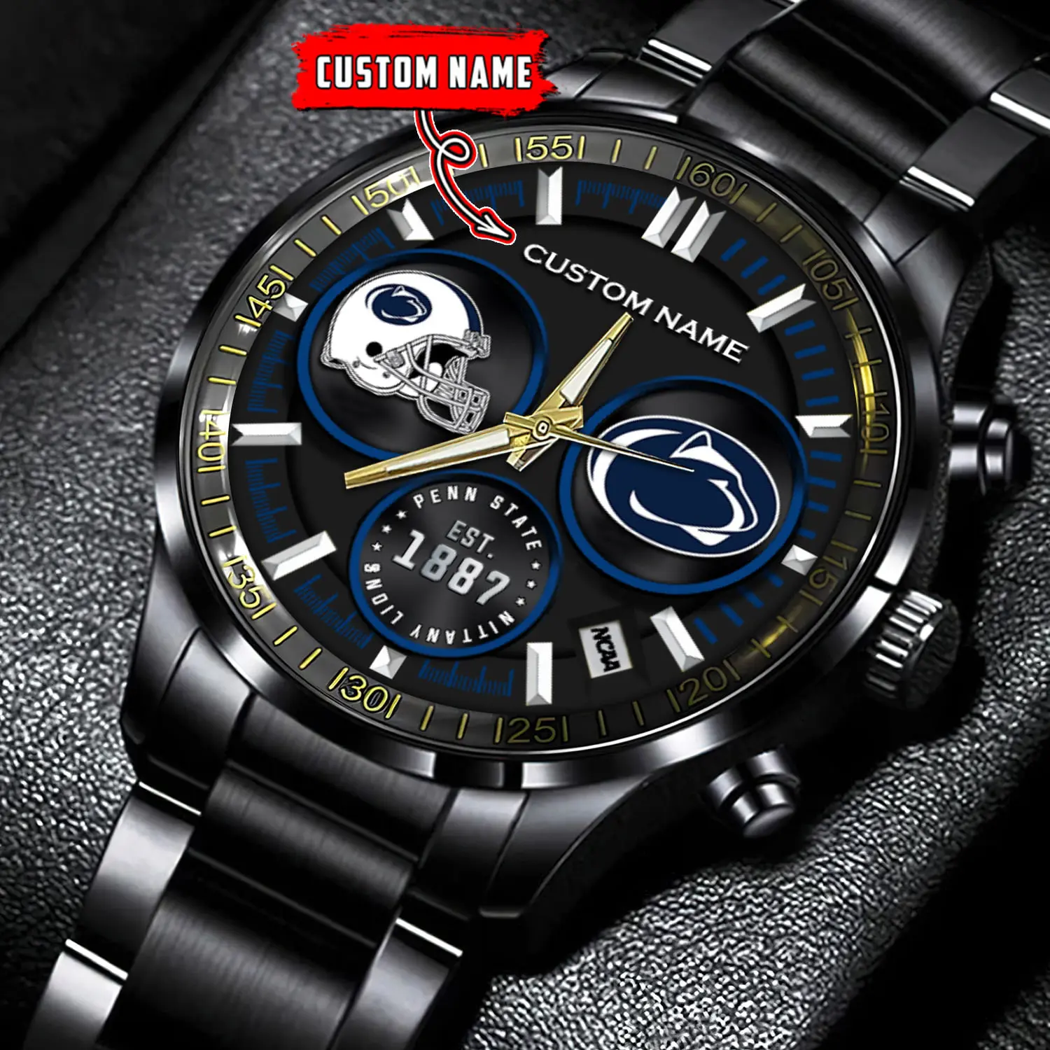 jwfancy penn state nittany lions ncaa personalized black stainless steel watch gift for fans 98gmn
