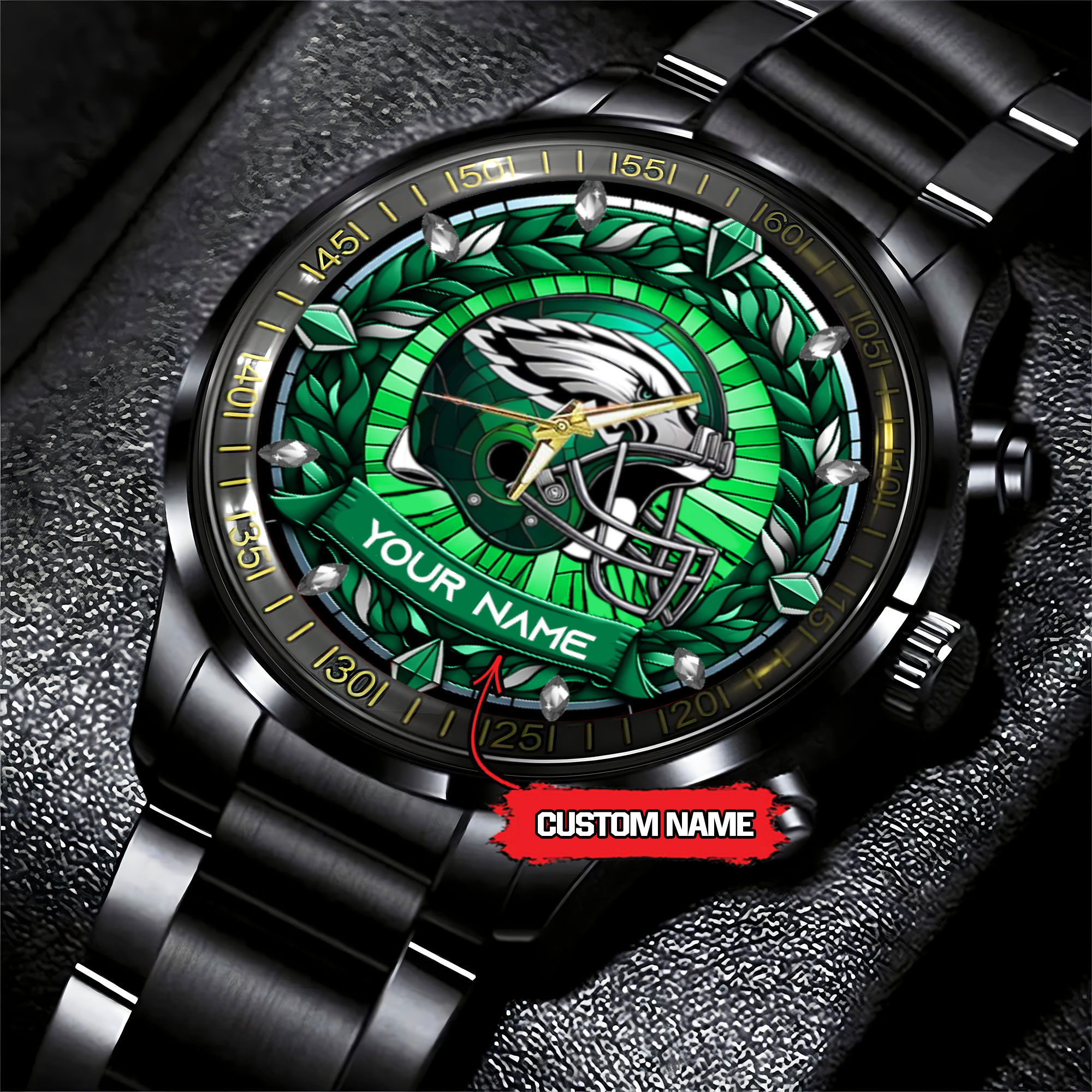 jwfancy philadelphia eagles nfl personalized black stainless steel watch gift for fan ilvne