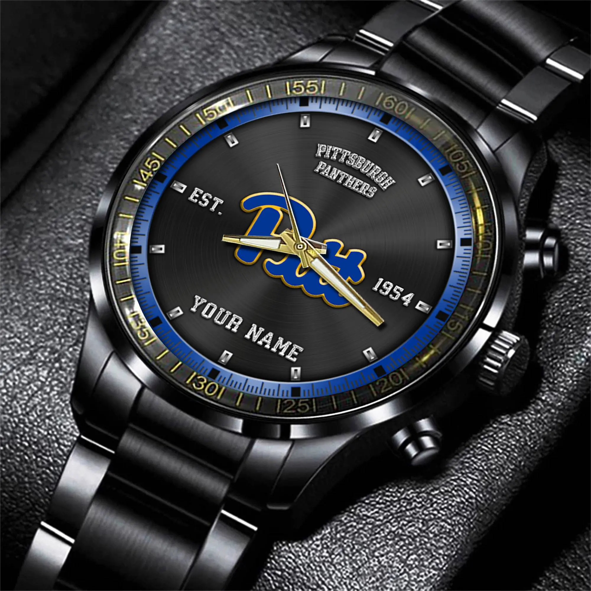 jwfancy pittsburgh panthers mlb personalized black style hand watch gifts for fan ds2w2