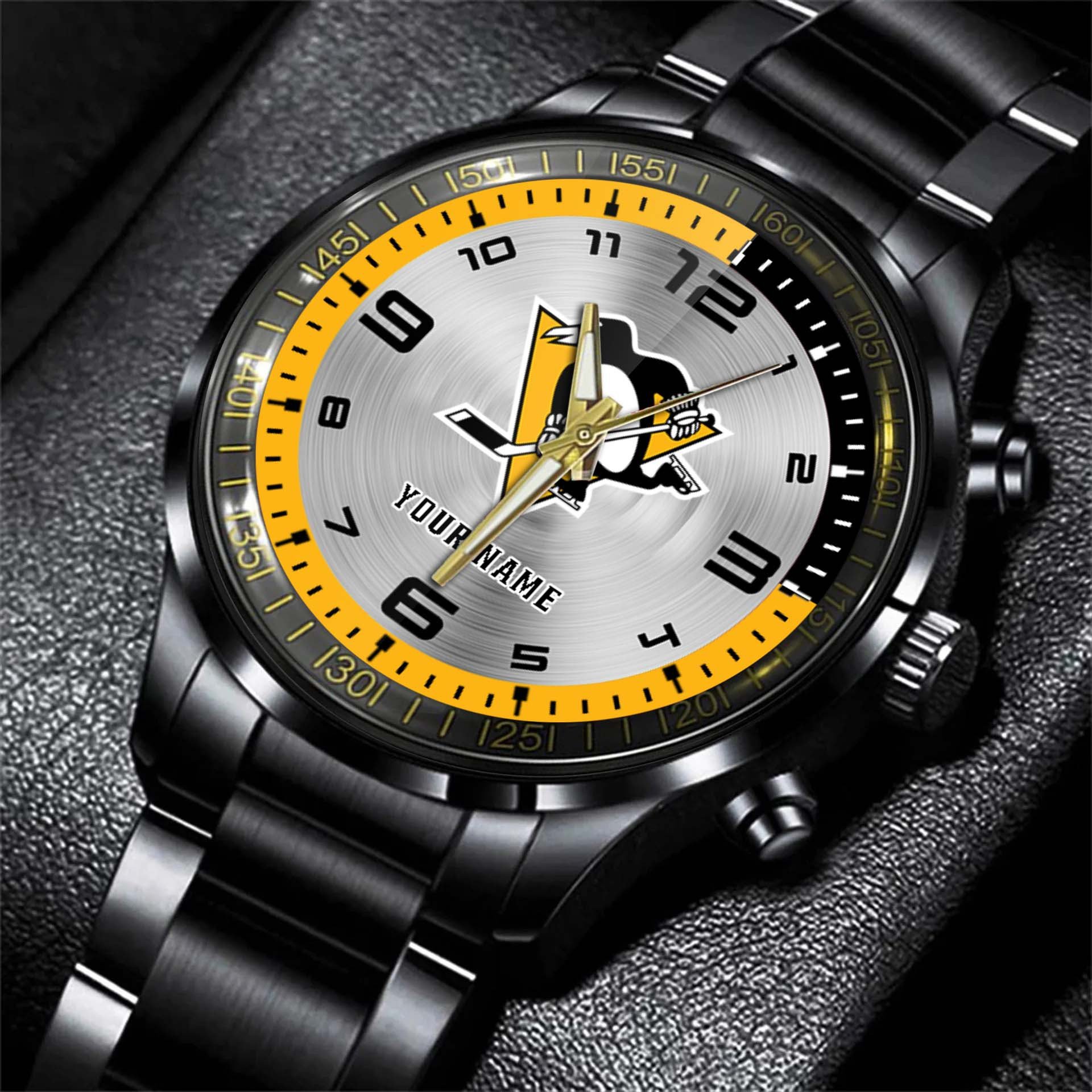 jwfancy pittsburgh penguin nhl personalized fashion black hand watch gift for fans p7m6e