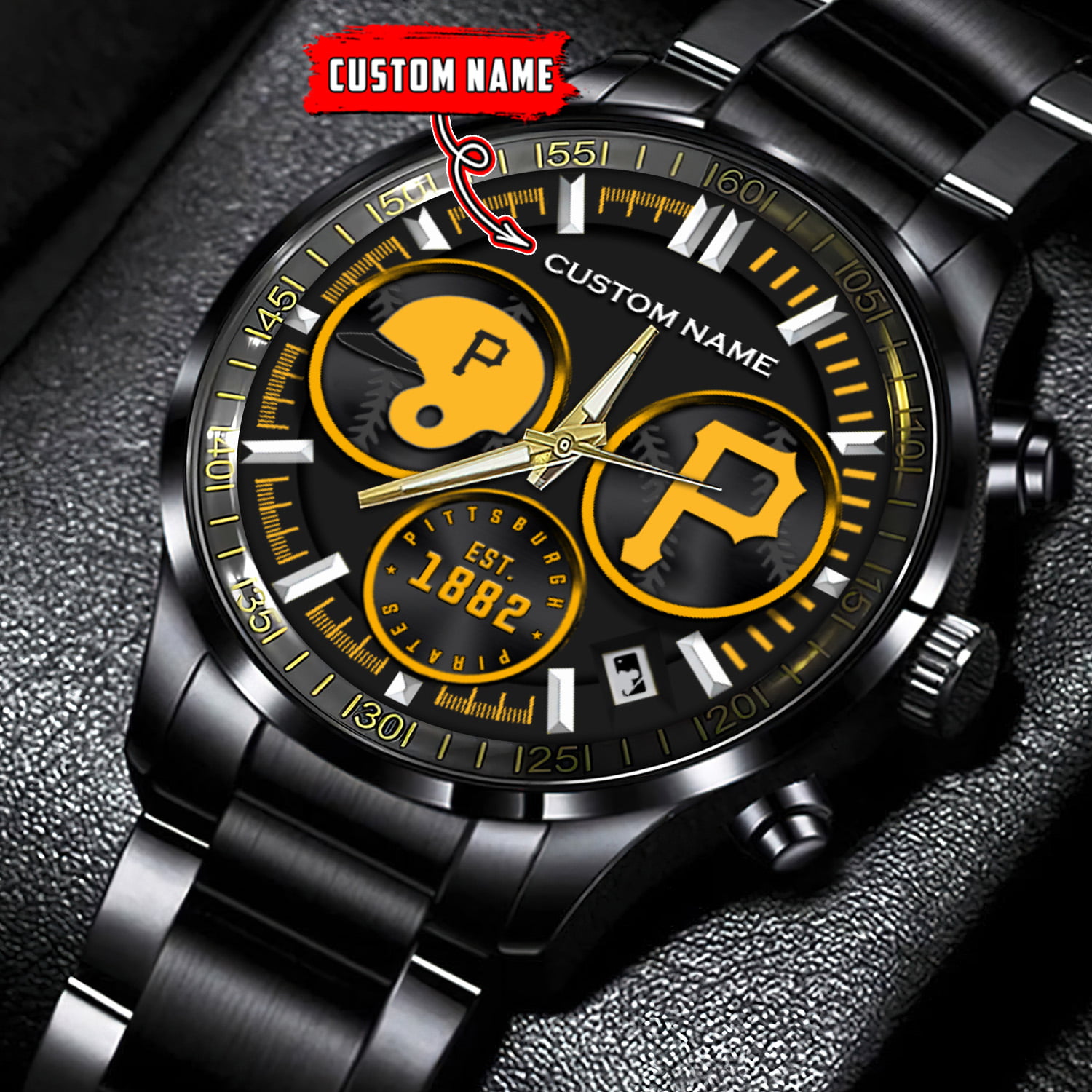 jwfancy pittsburgh pirates mlb personalized black stainless steel watch for fan muwsy
