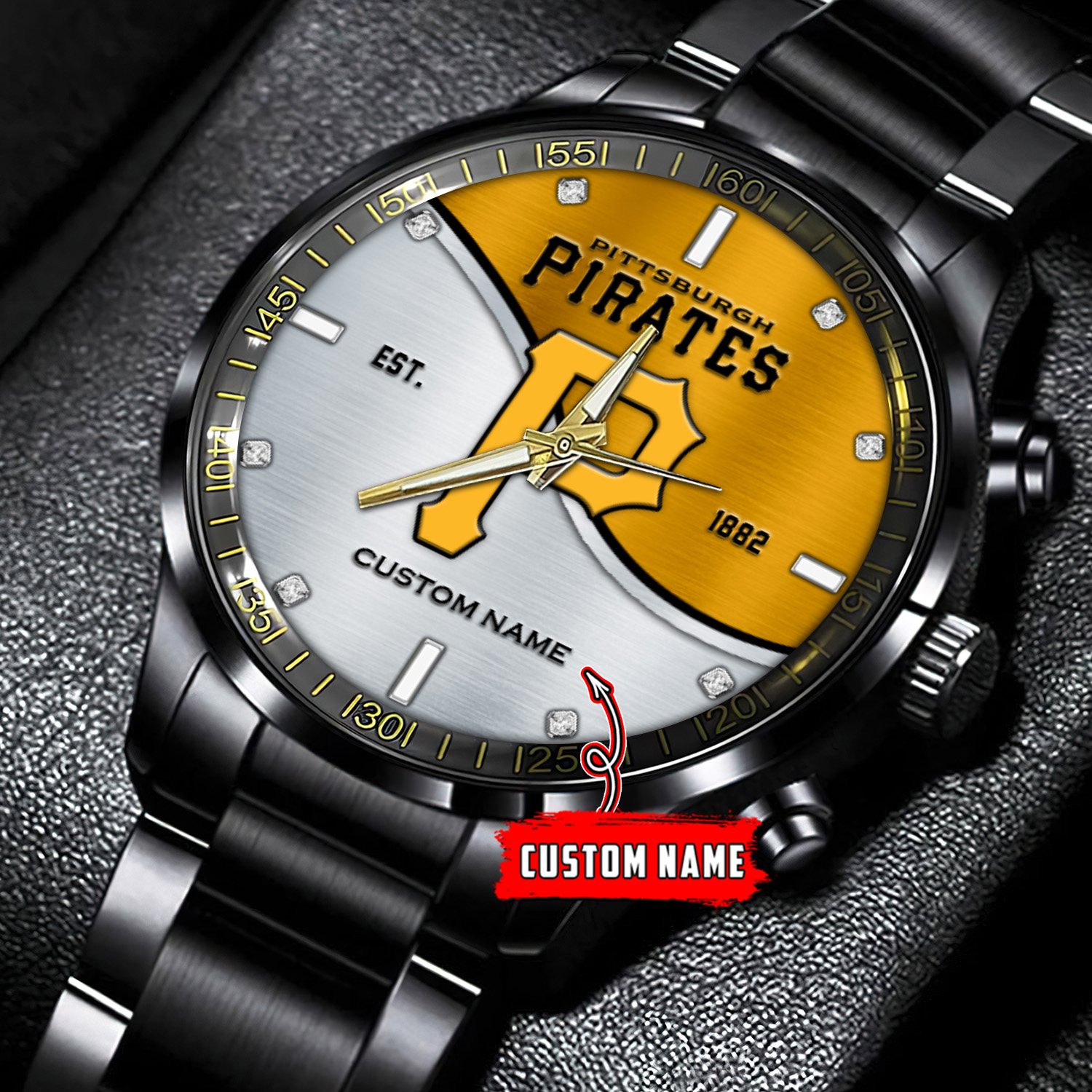 jwfancy pittsburgh pirates mlb personalized black stainless steel watch for fan ypefa