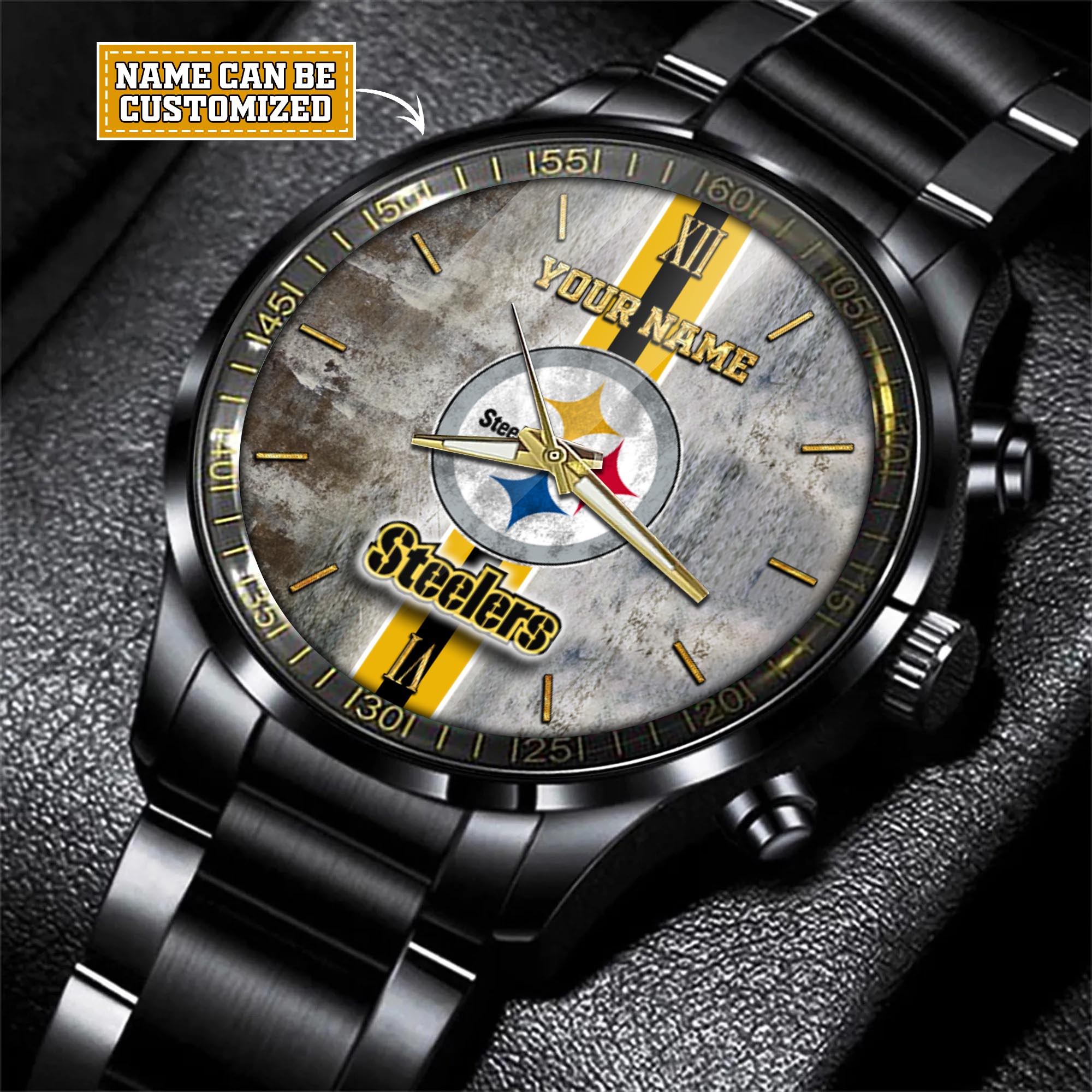 jwfancy pittsburgh steelers nfl personalized black hand watch gift for fans f5ft6