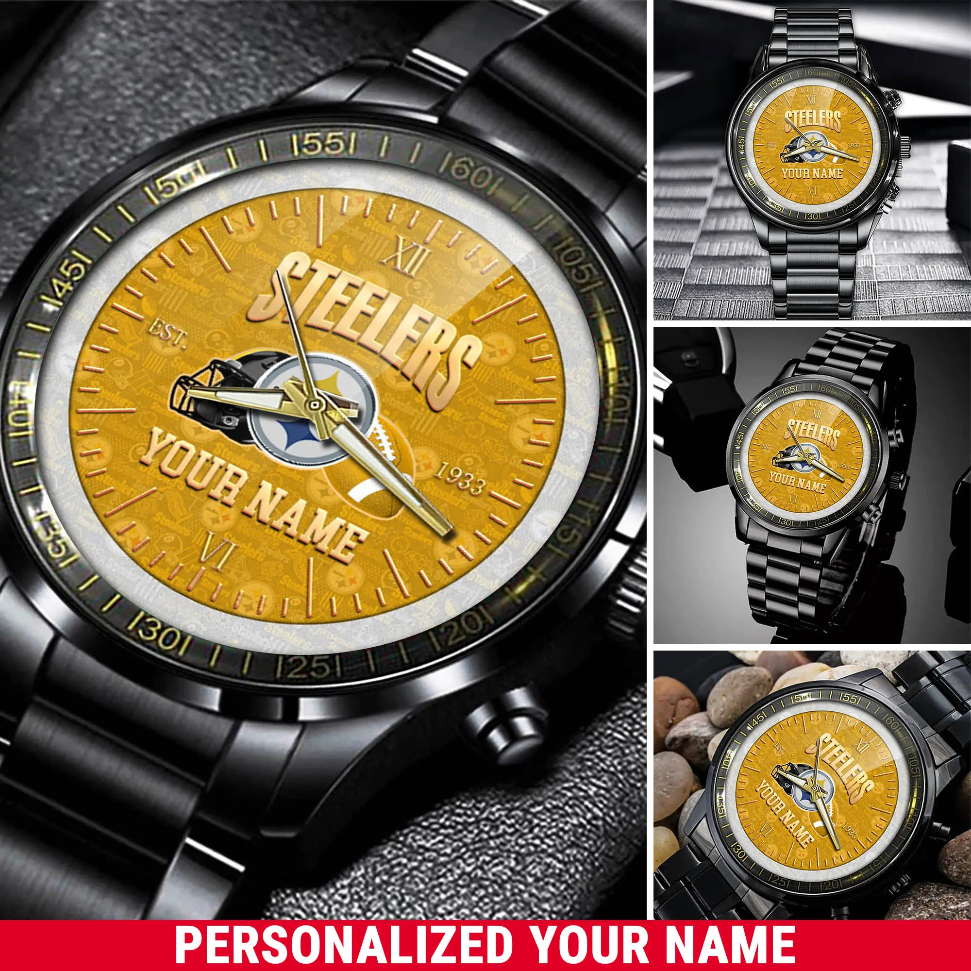 jwfancy pittsburgh steelers nfl personalized black watch new collection for fans jw13t