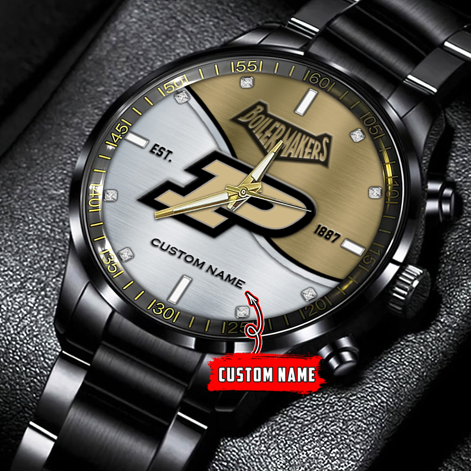 jwfancy purdue boilermakers ncaa personalized black stainless steel watch gift for fans 3hikf