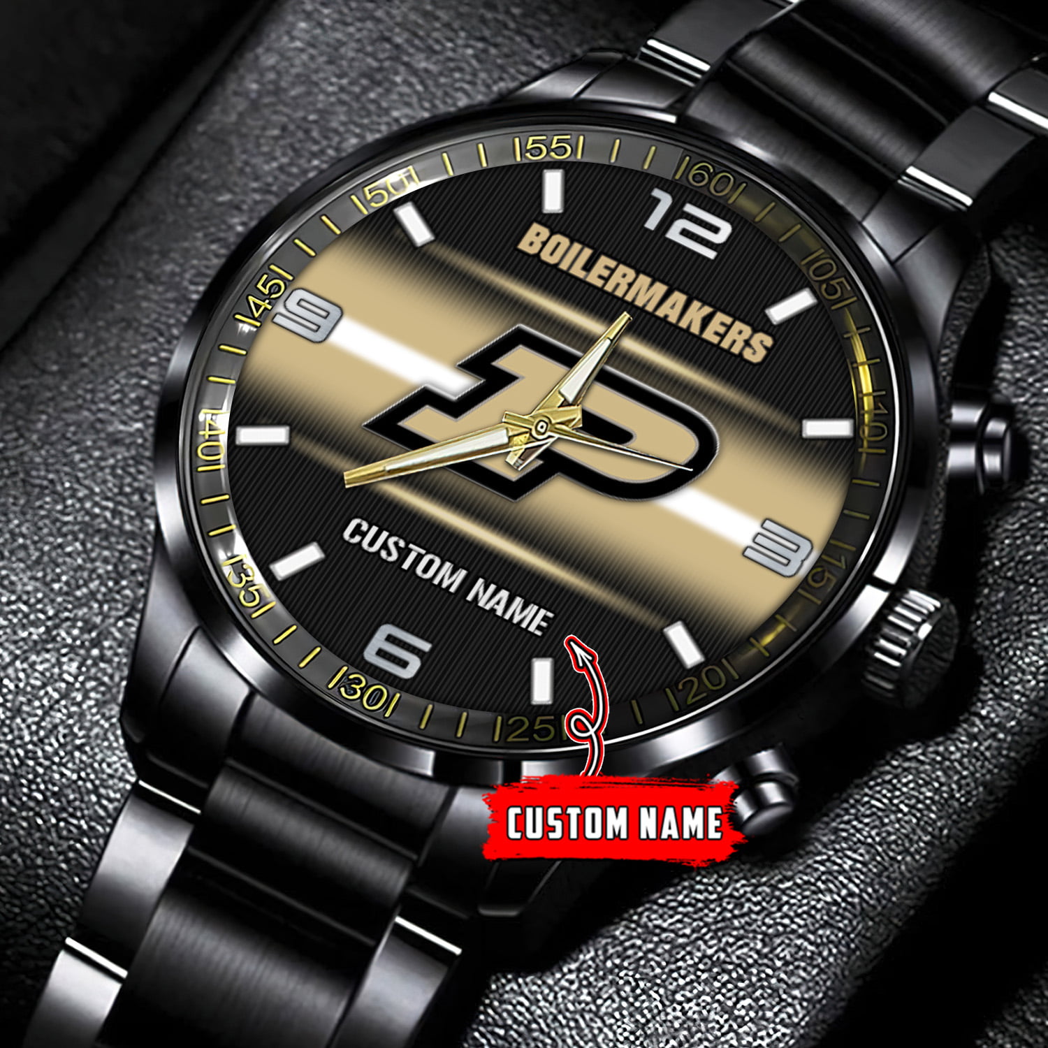 jwfancy purdue boilermakers ncaa personalized black stainless steel watch gift for fans b8itb