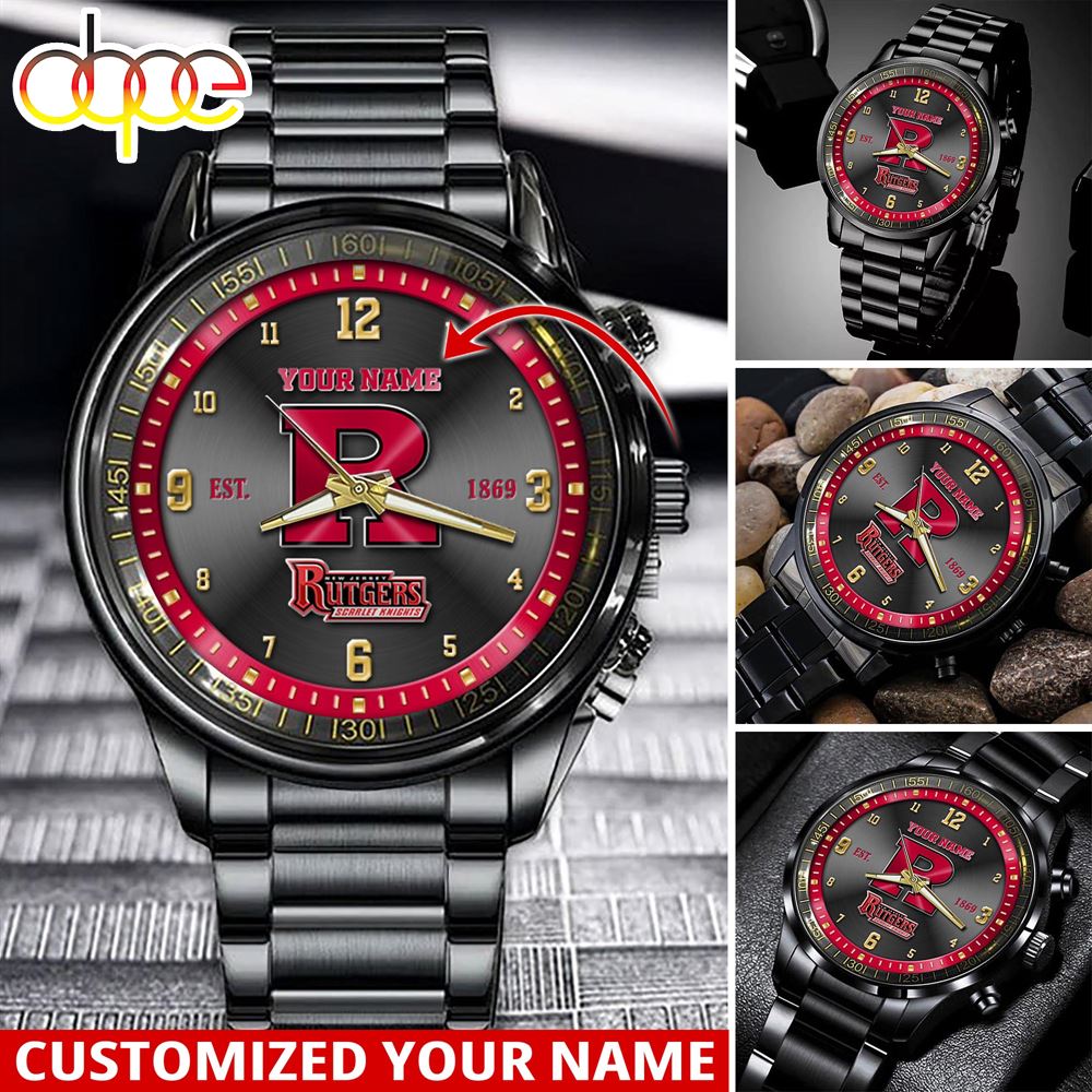 jwfancy rutgers scarlet knights ncaa personalized sport watch gift for fans for this season vhyy8