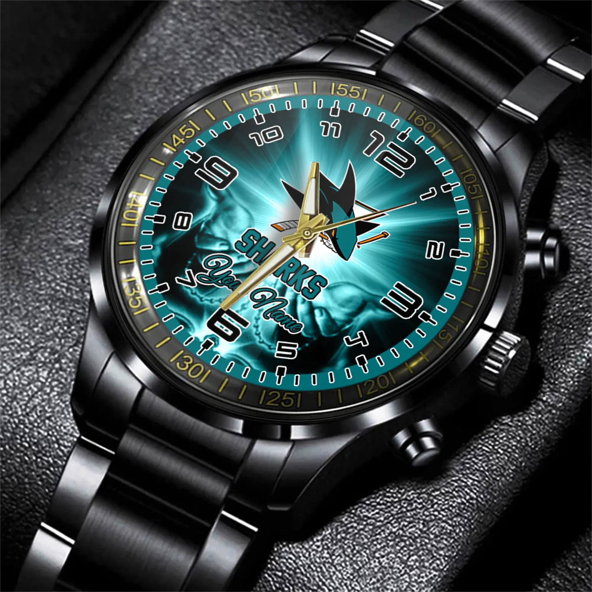 jwfancy san jose sharks nhl men black hand watch personalized gift for fans mr0fs