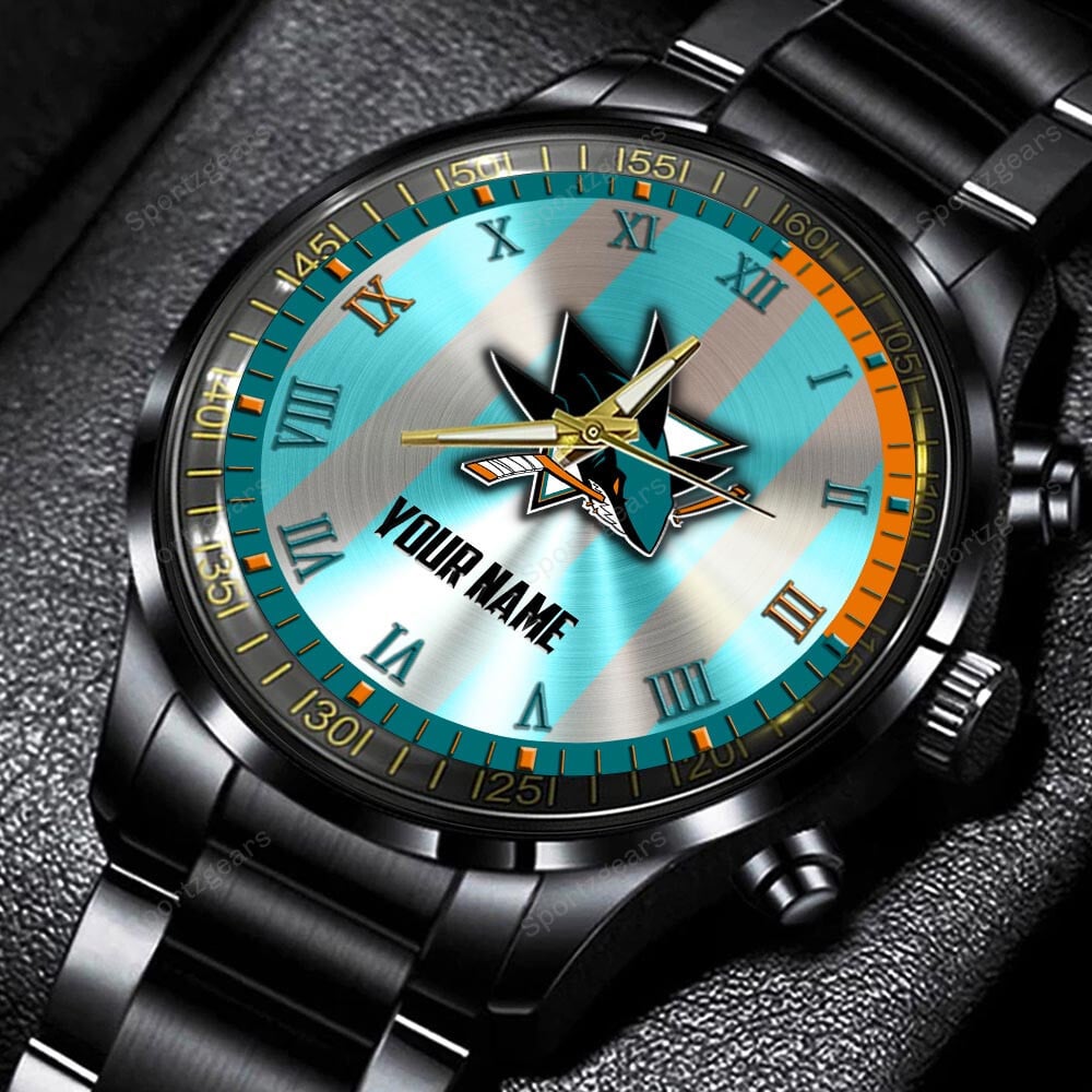 jwfancy san jose sharks nhl personalized new black hand watch gift for fans nimlj