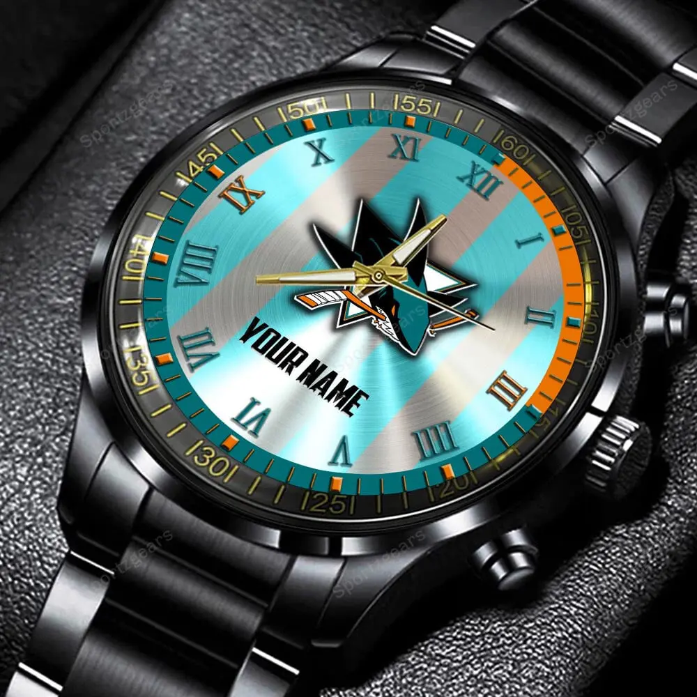 jwfancy san jose sharks nhl personalized new black hand watch gift for fans nimlj