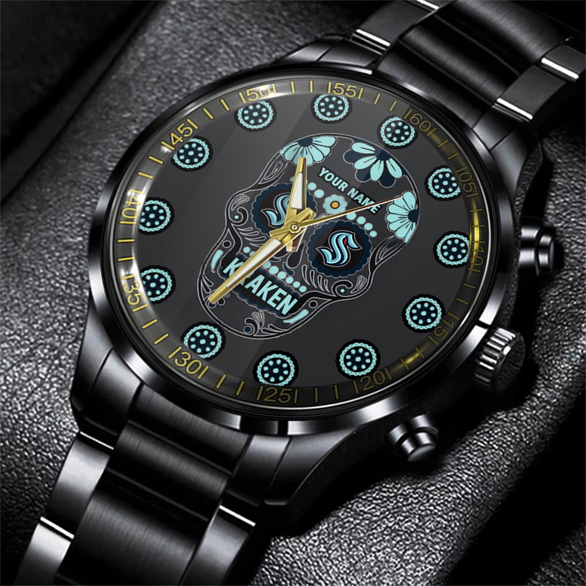 jwfancy seattle kraken nhl men black hand watch personalized gift for fans aisuf