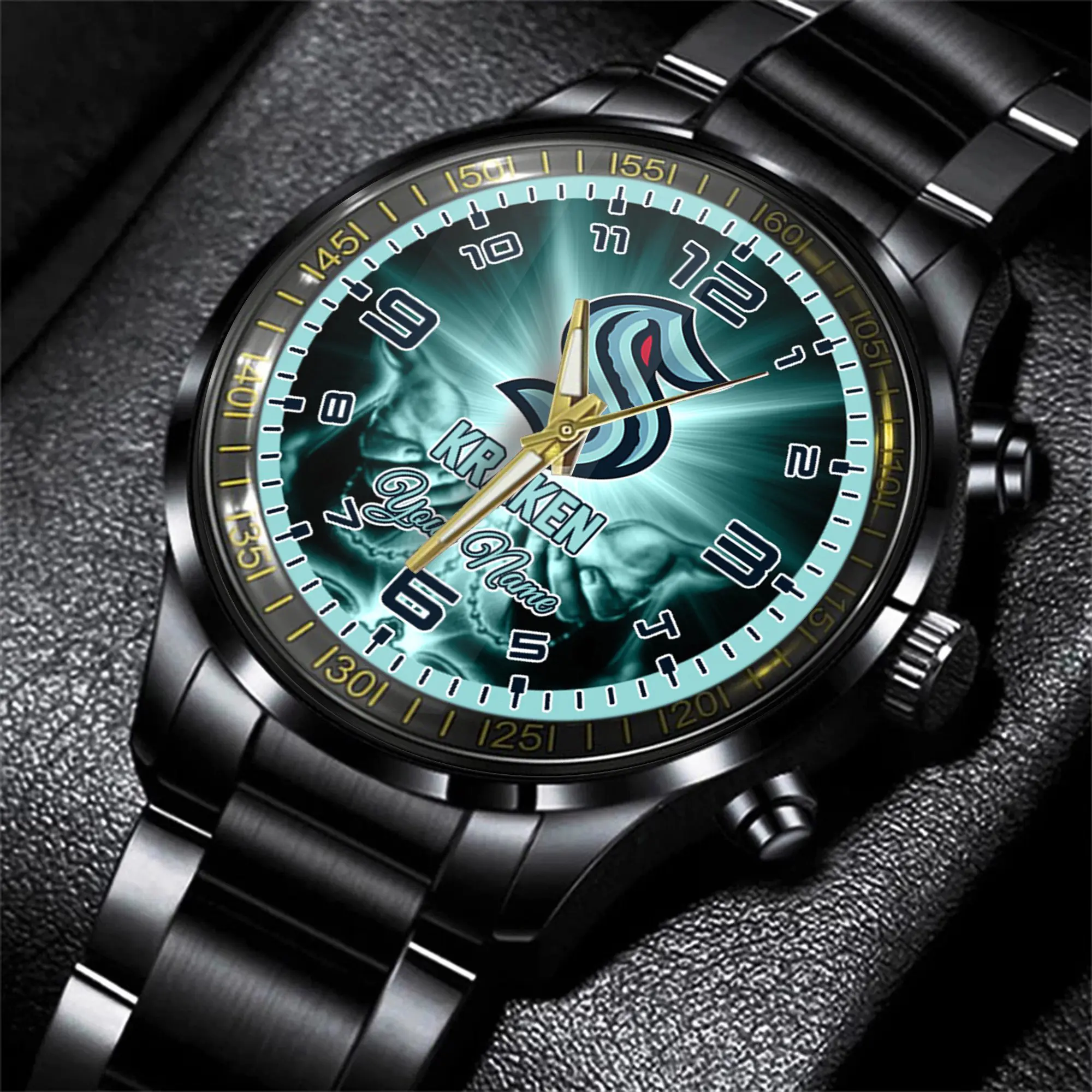 jwfancy seattle kraken nhl men black hand watch personalized gift for fans kfmrn