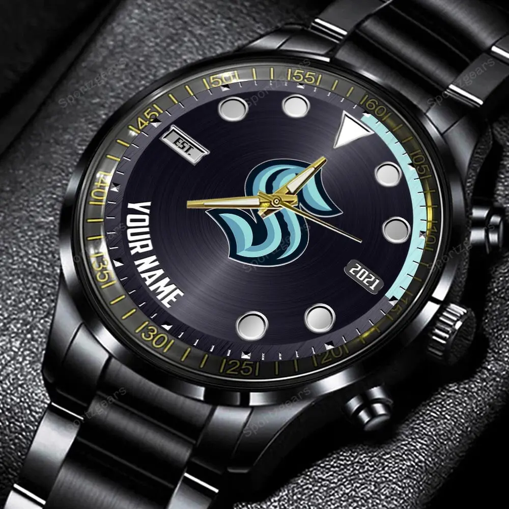 jwfancy seattle kraken nhl personalized new black hand watch gift for fans g270f