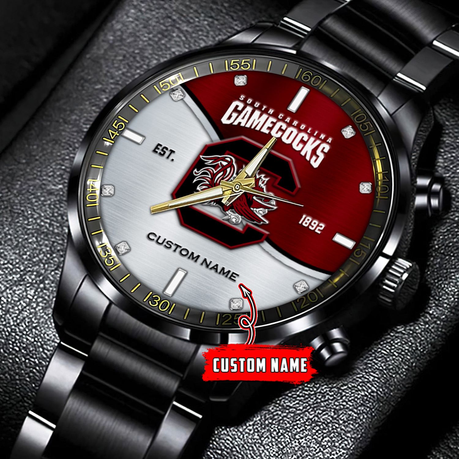 jwfancy south carolina gamecocks ncaa personalized black stainless steel watch gift for fans i3mz6