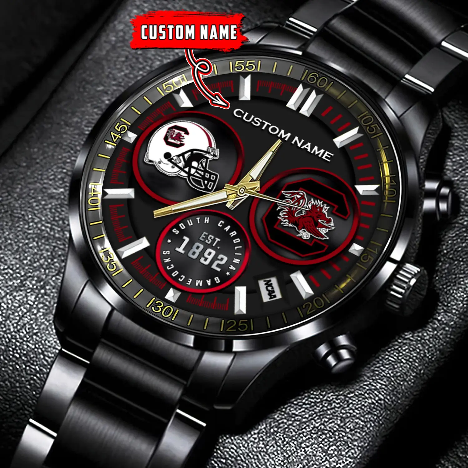 jwfancy south carolina gamecocks ncaa personalized black stainless steel watch gift for fans ilonw