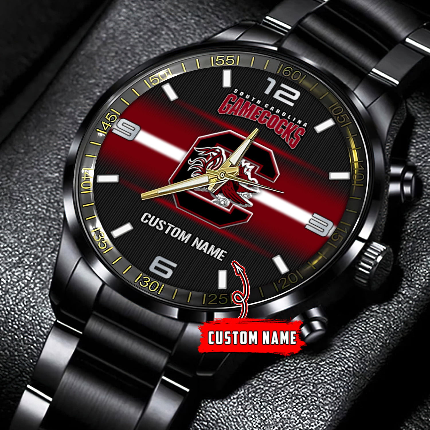 jwfancy south carolina gamecocks ncaa personalized black stainless steel watch gift for fans vjsfm