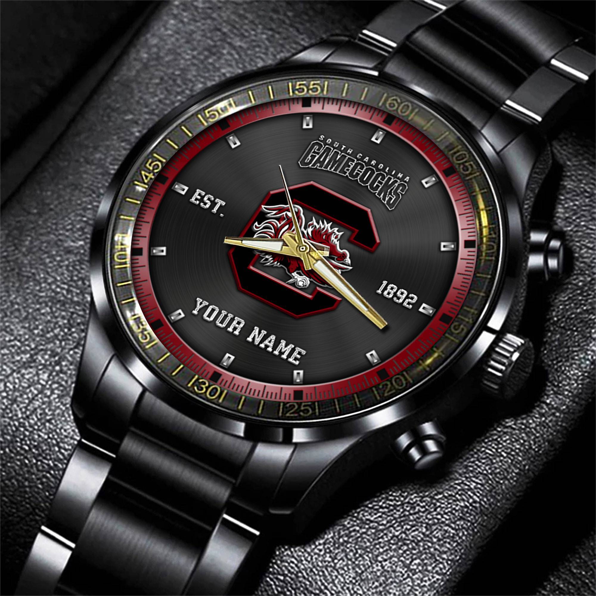 jwfancy south carolina gamecocks ncaa personalized black style hand watch gifts for fan bsiqr