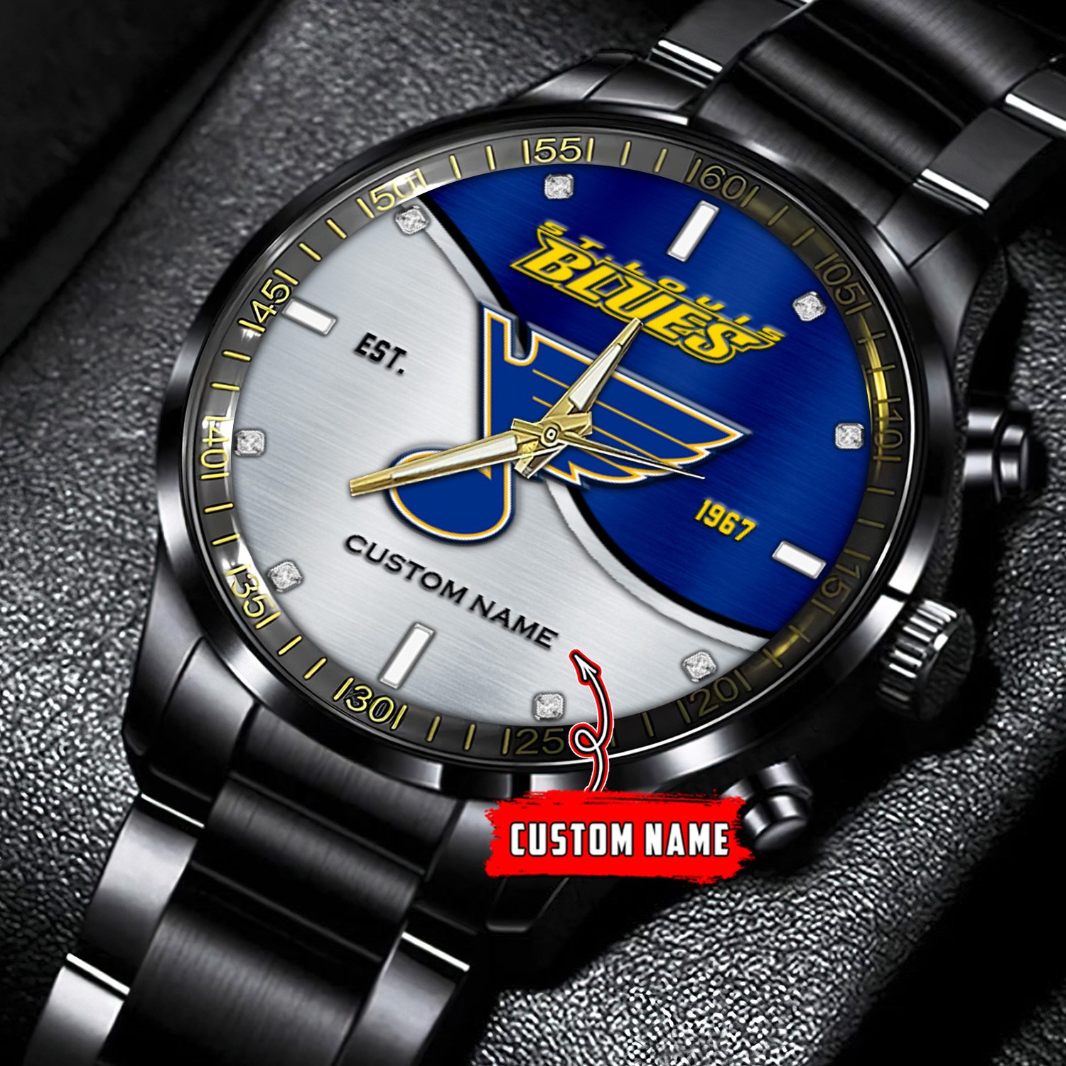 jwfancy st louis blues nhl personalized black stainless steel watch gift for fans vxr4s