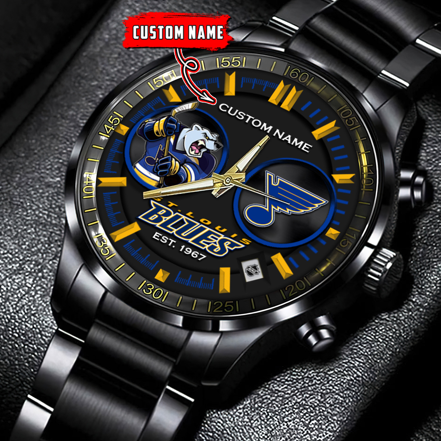 jwfancy st louis blues nhl personalized black stainless steel watch gift for fans xvzfe
