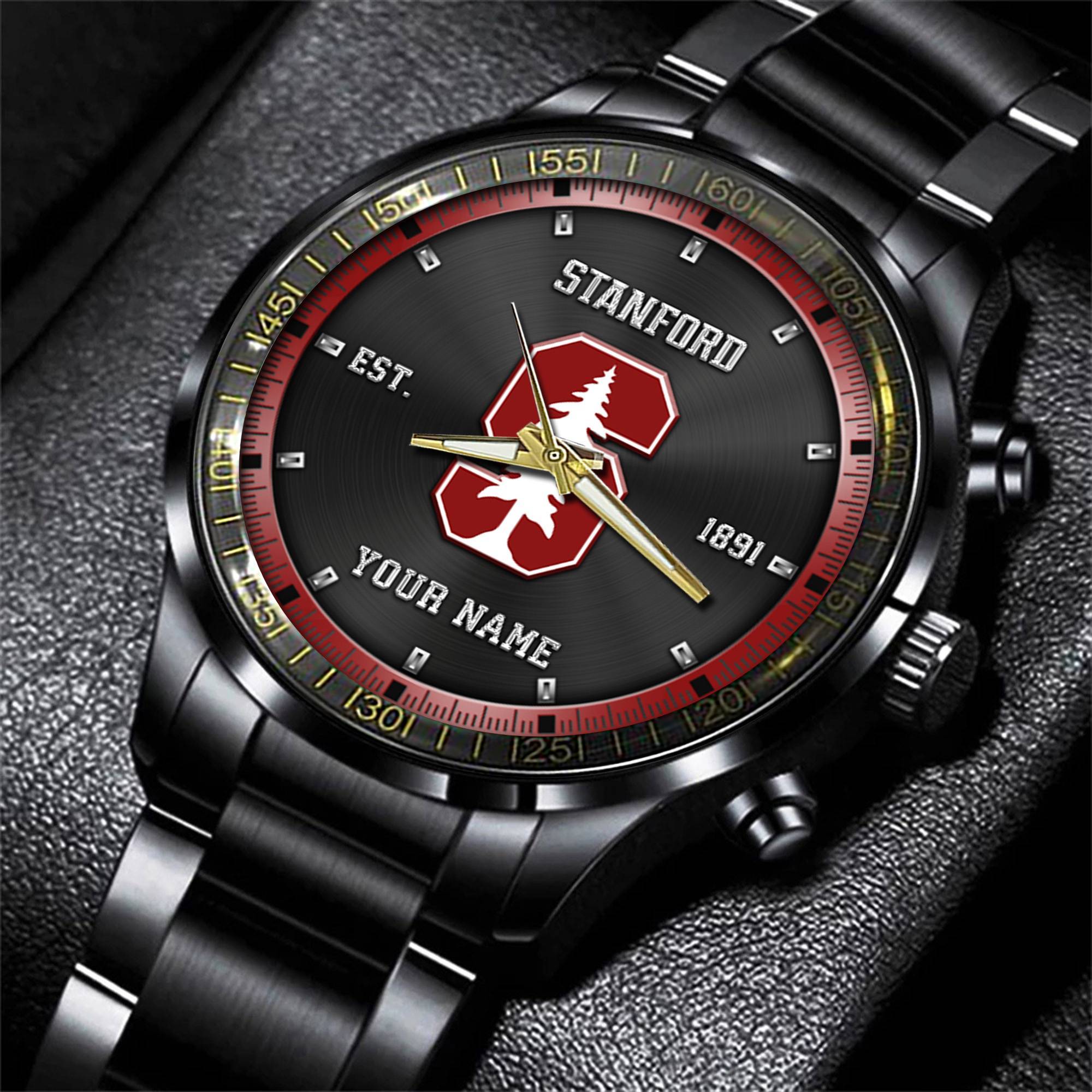 jwfancy stanford cardinal ncaa personalized black style hand watch gifts for fan m2rgh