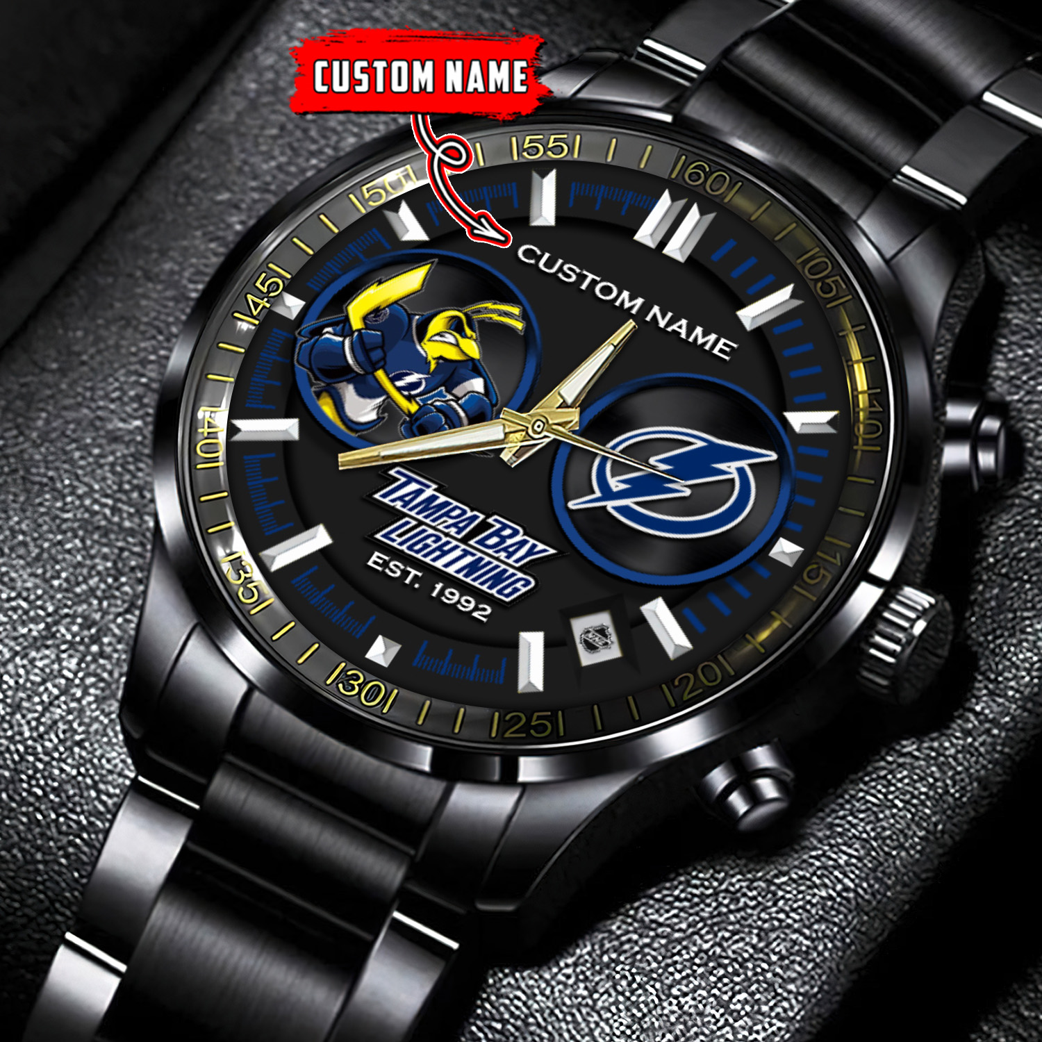 jwfancy tampa bay lightning nhl personalized black stainless steel watch gift for fans aqwgv
