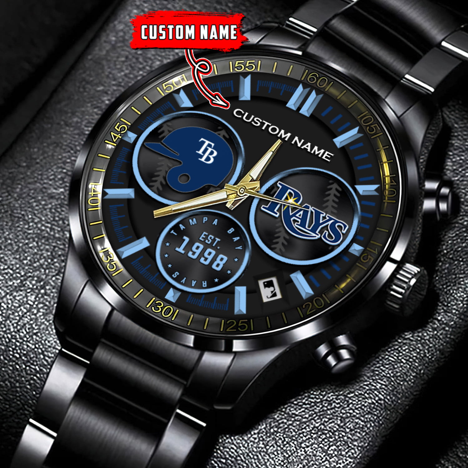jwfancy tampa bay rays mlb personalized black stainless steel watch for fan gevow