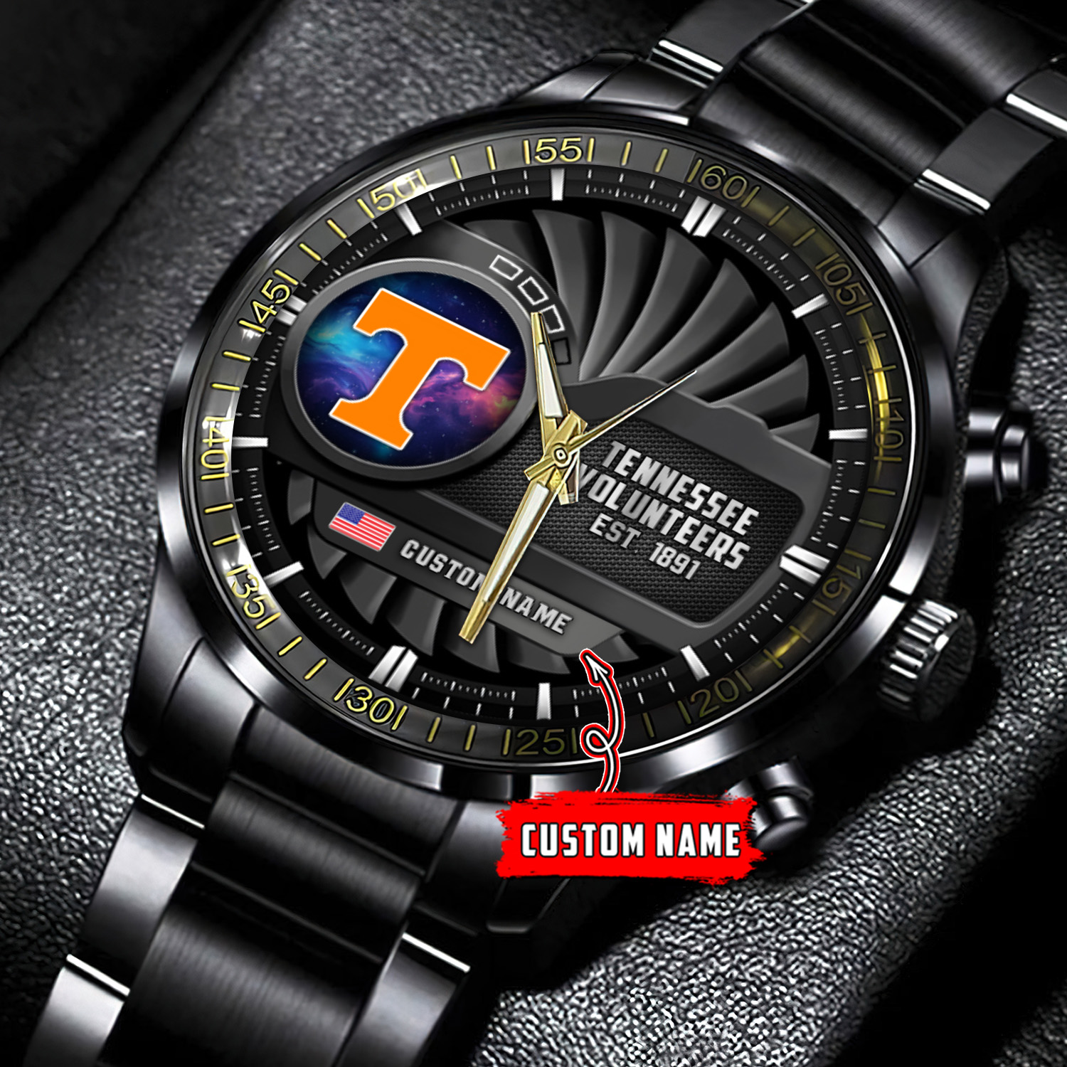jwfancy tennessee volunteers ncaa personalized black hand watch gift for fans bmavy
