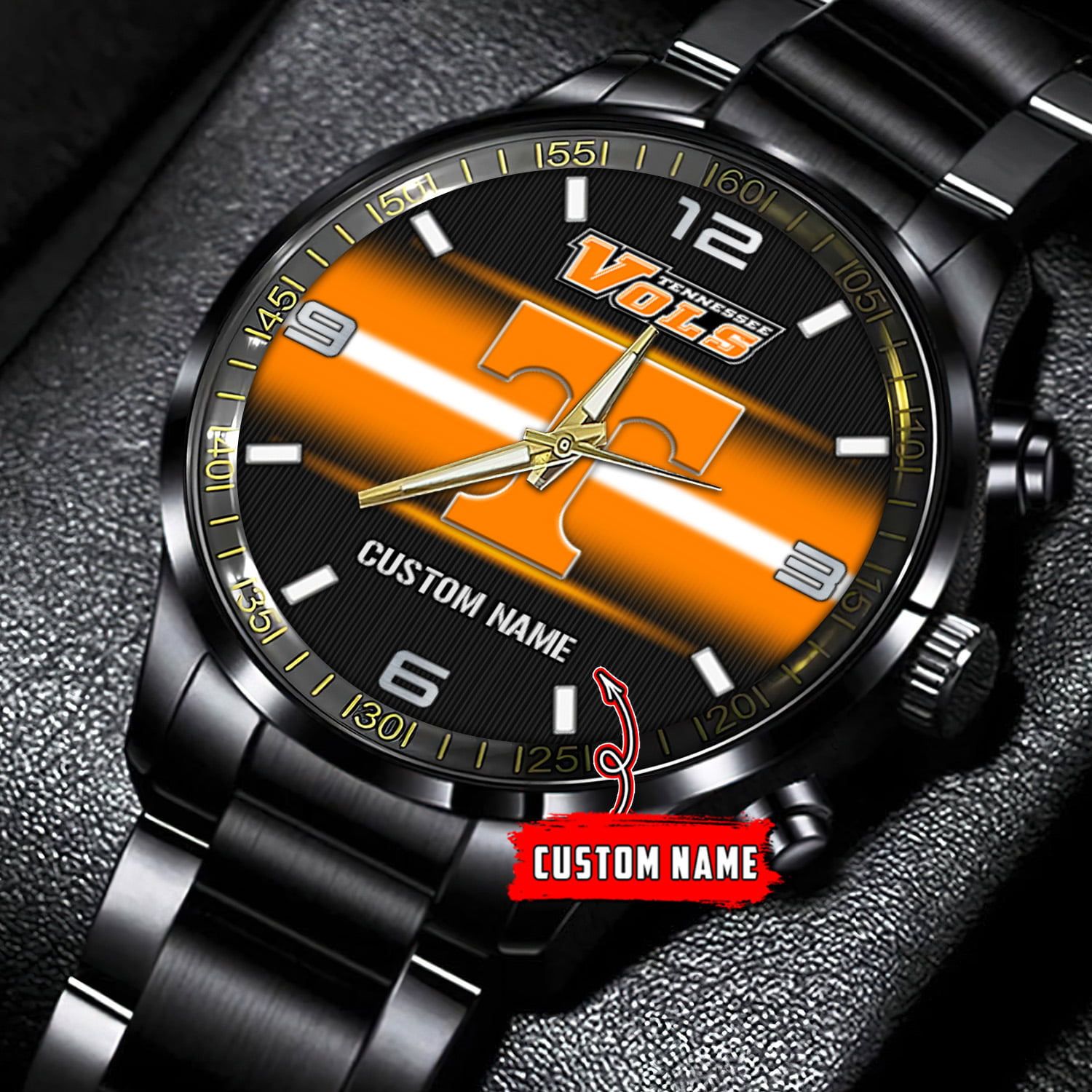 jwfancy tennessee volunteers ncaa personalized black stainless steel watch gift for fans 1yefv