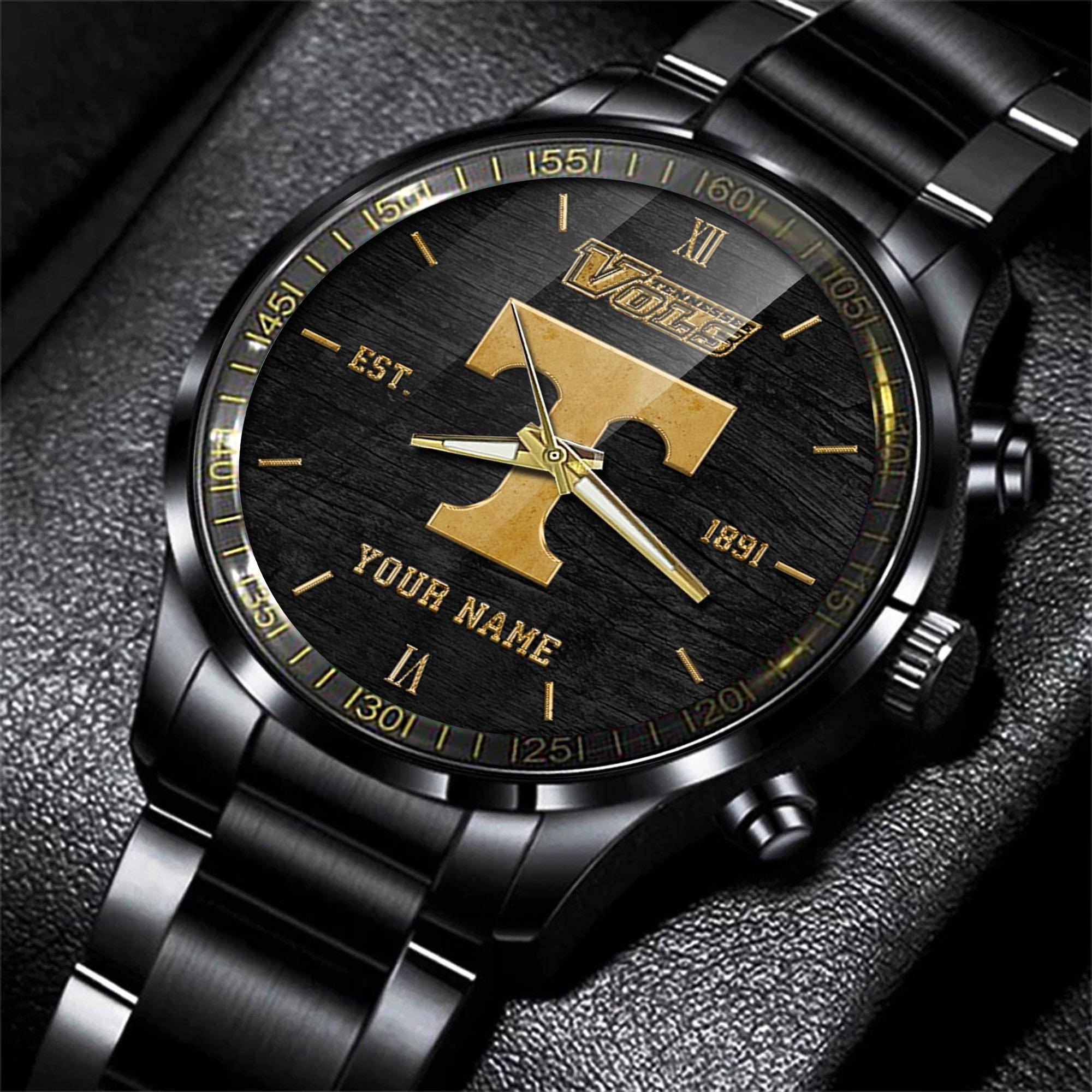 jwfancy tennessee volunteers ncaa personalized black style hand watch gifts for fan za9ag