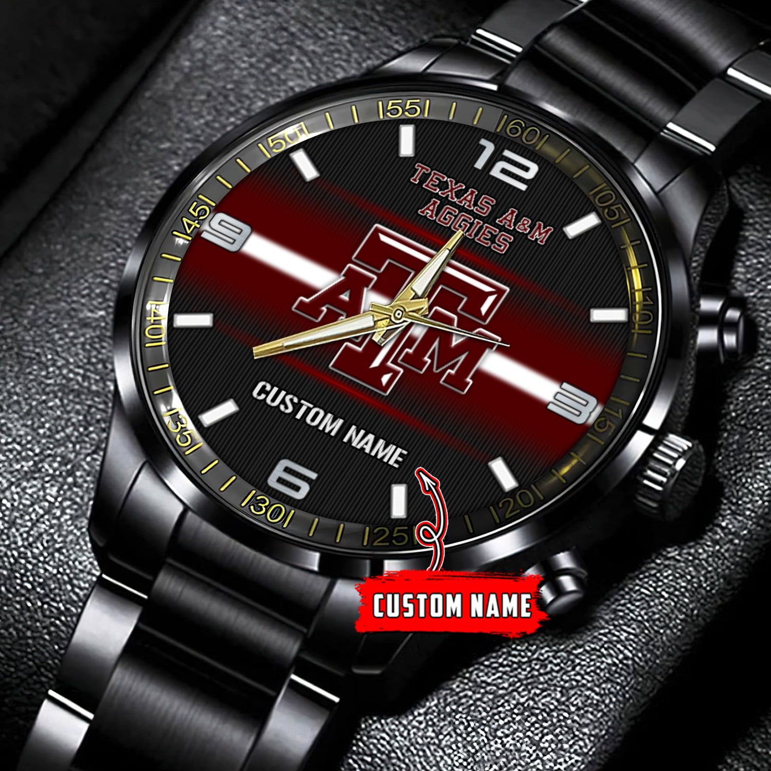 jwfancy texas am aggies ncaa personalized black stainless steel watch gift for fans qfzp6