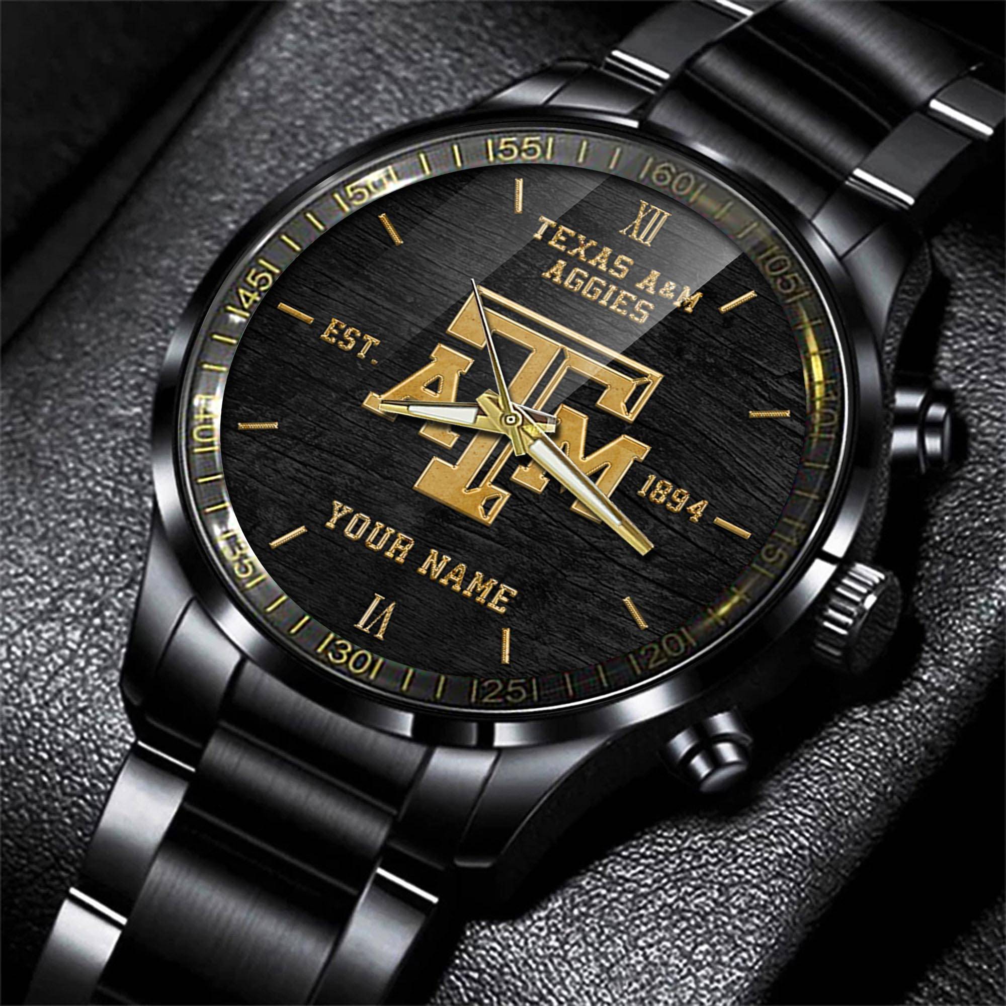 jwfancy texas am aggies ncaa personalized black style hand watch gifts for fan ilcos