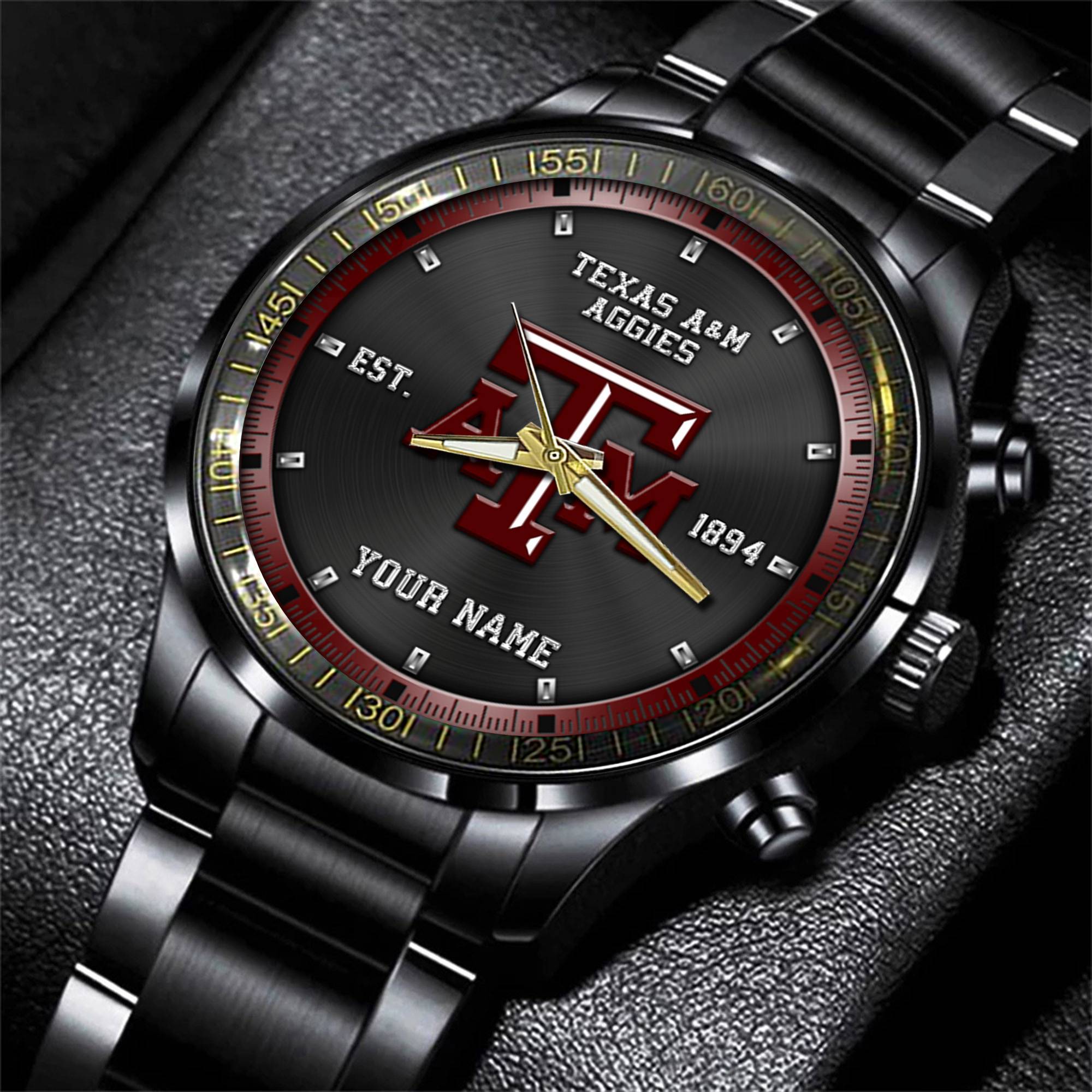jwfancy texas am aggies ncaa personalized black style hand watch gifts for fan zbd6y