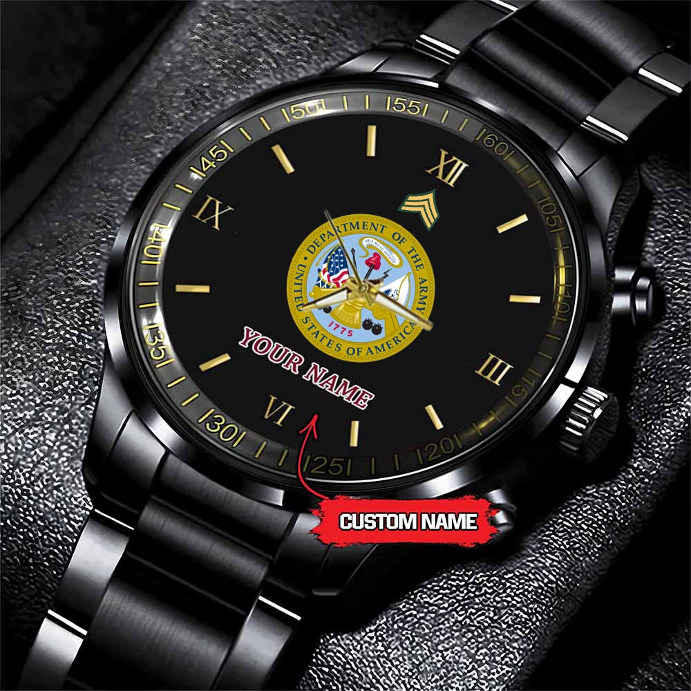 jwfancy the united states department of the army army personalized black stainless steel watch j36aw