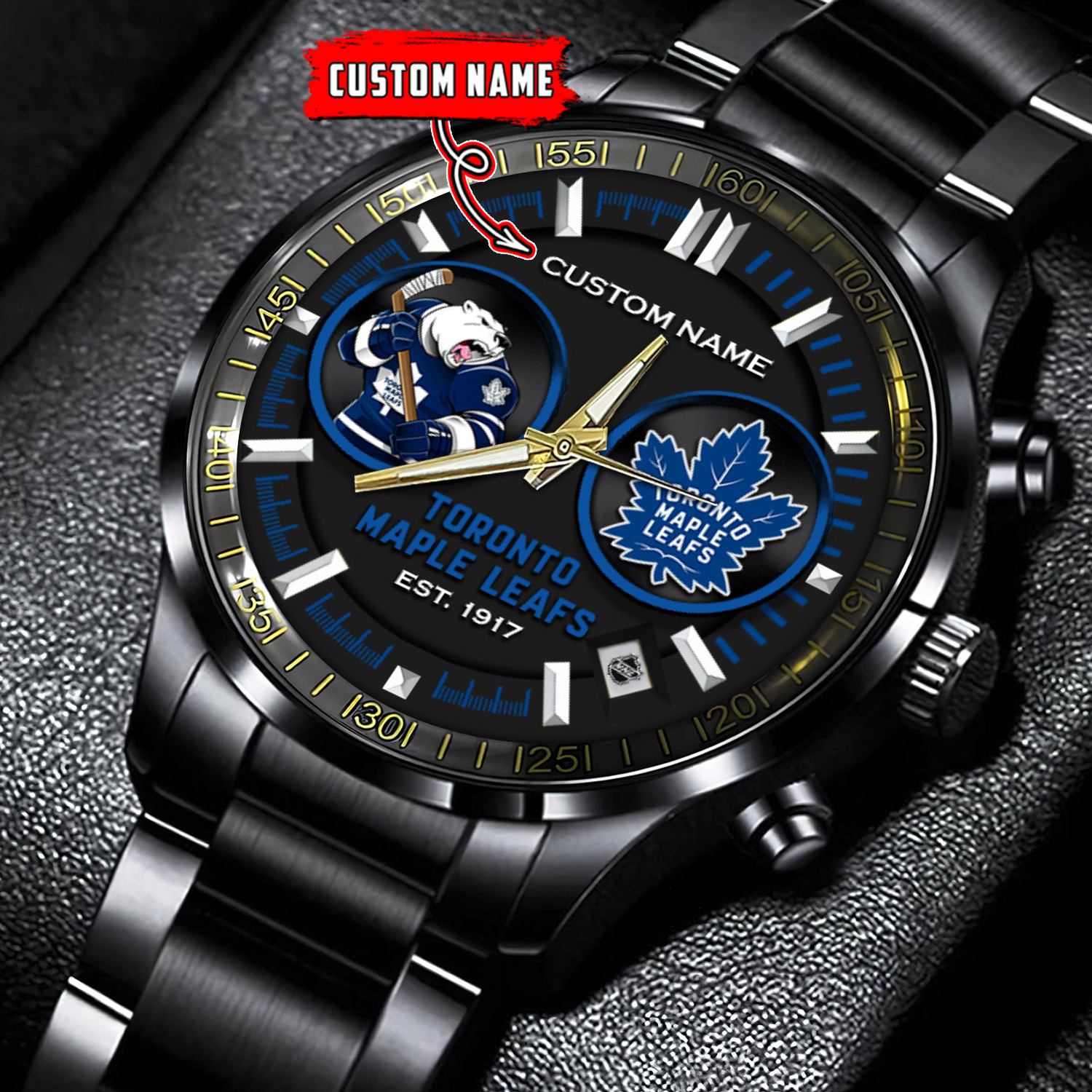jwfancy toronto maple leafs nhl personalized black stainless steel watch gift for fans i4pzc