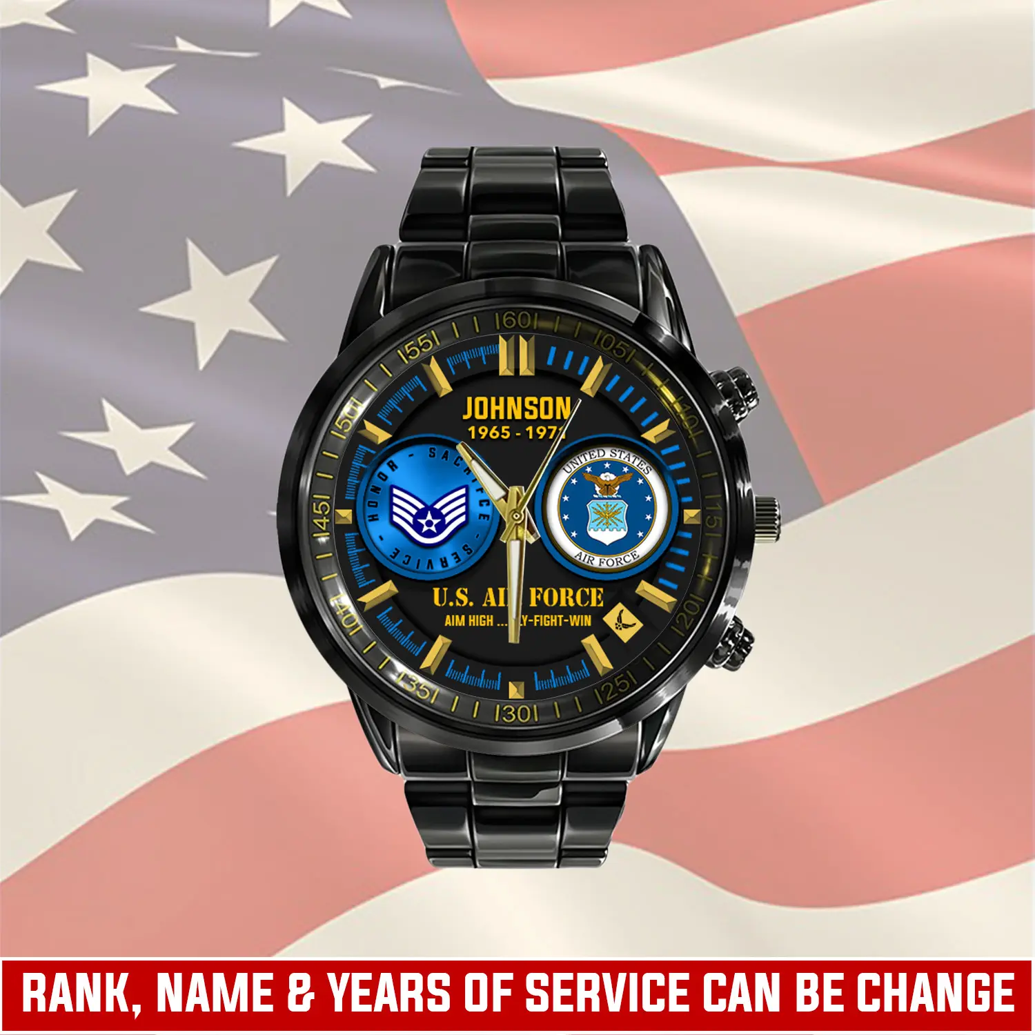 jwfancy us air force military veteran personalized black hand watch gift for fans ww9ny