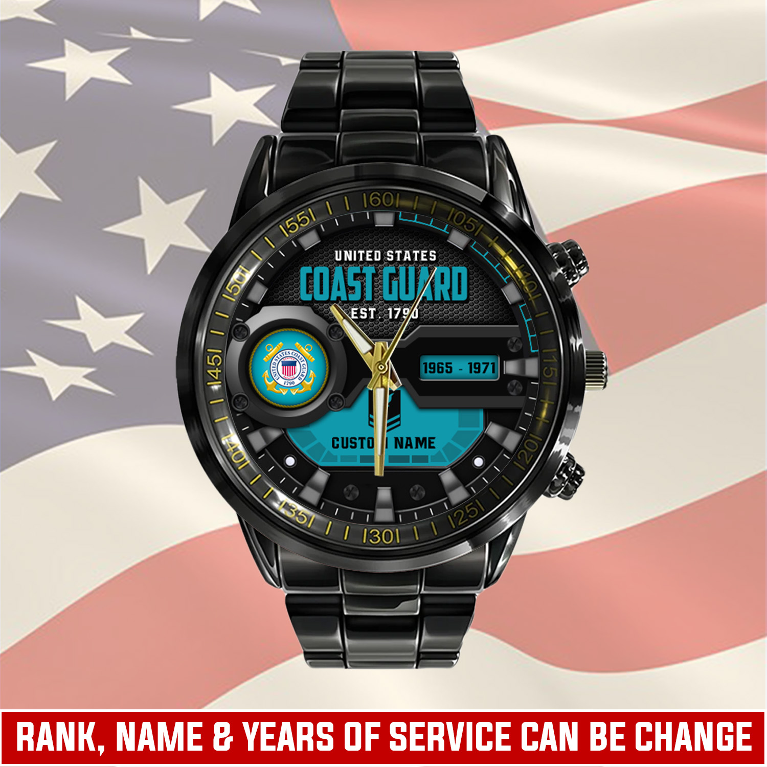 jwfancy us coast guard military veteran personalized black hand watch gift for fans qdcfl