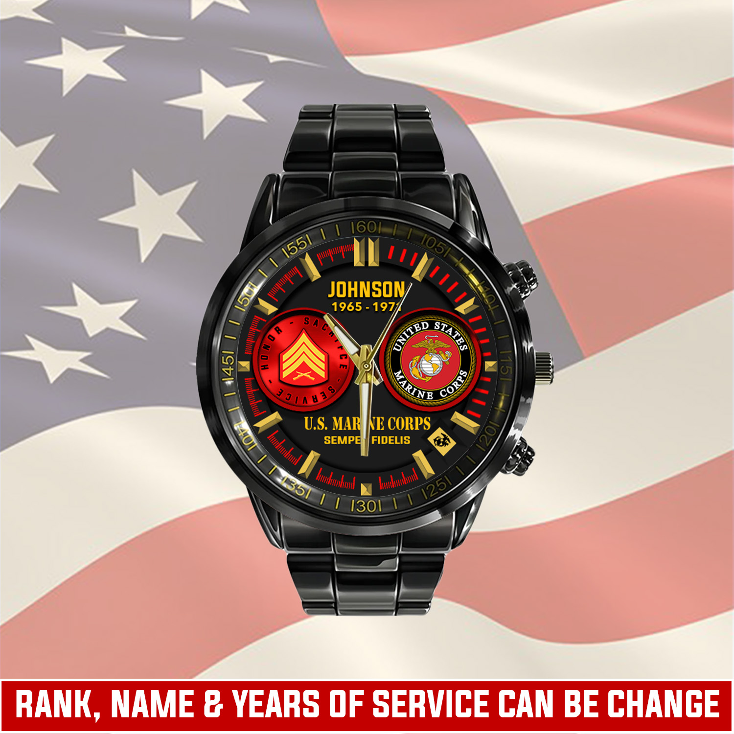 jwfancy us marine corps military veteran personalized black hand watch gift for fans jggb6