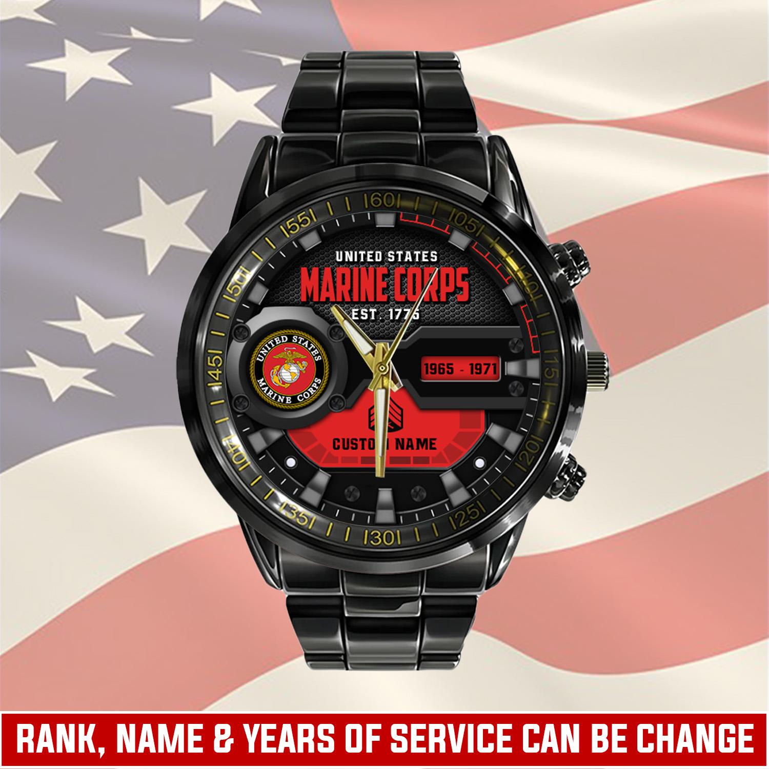 jwfancy us marine corps military veteran personalized black hand watch gift for fans qbg7d