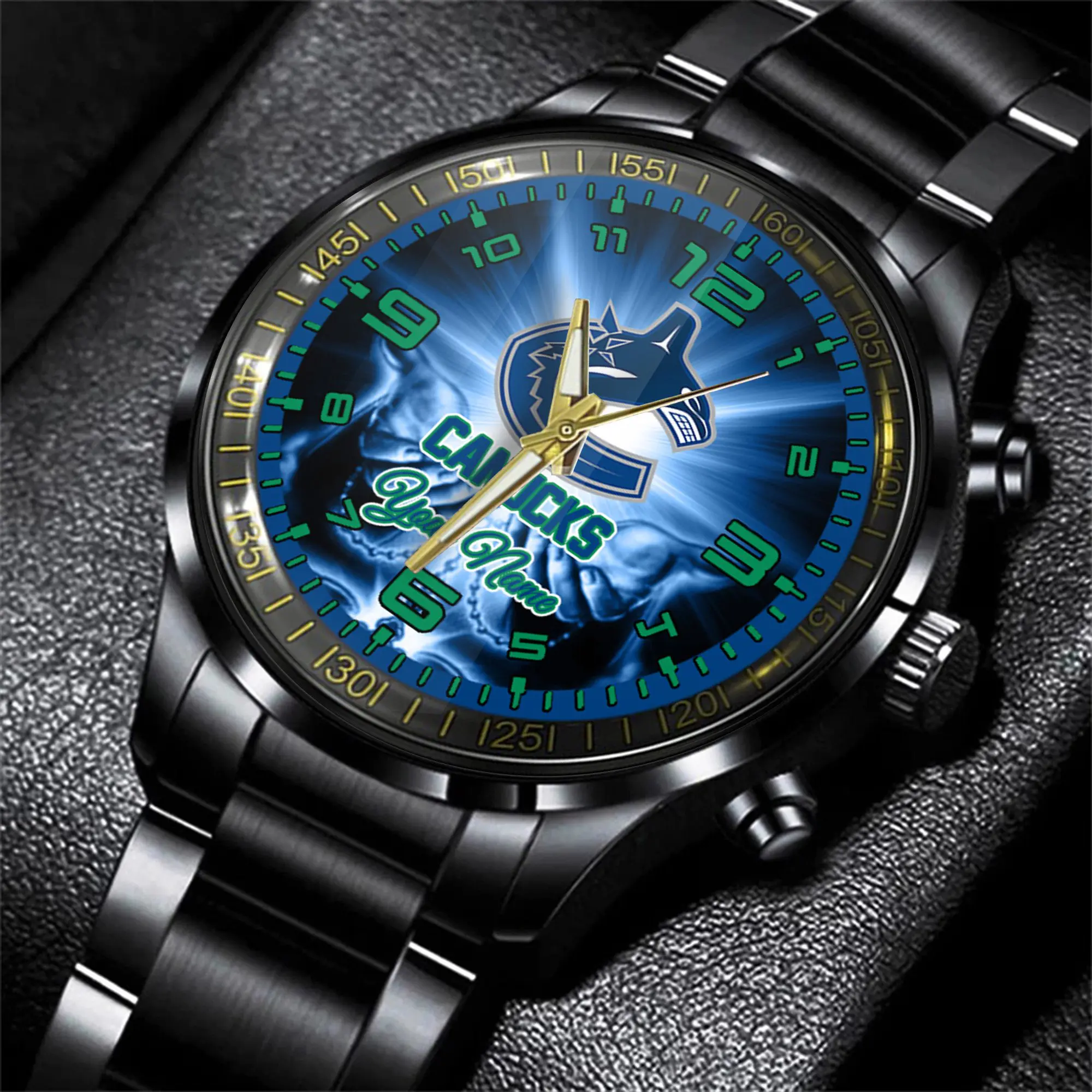 jwfancy vancouver canucks nhl men black hand watch personalized gift for fans jacbl